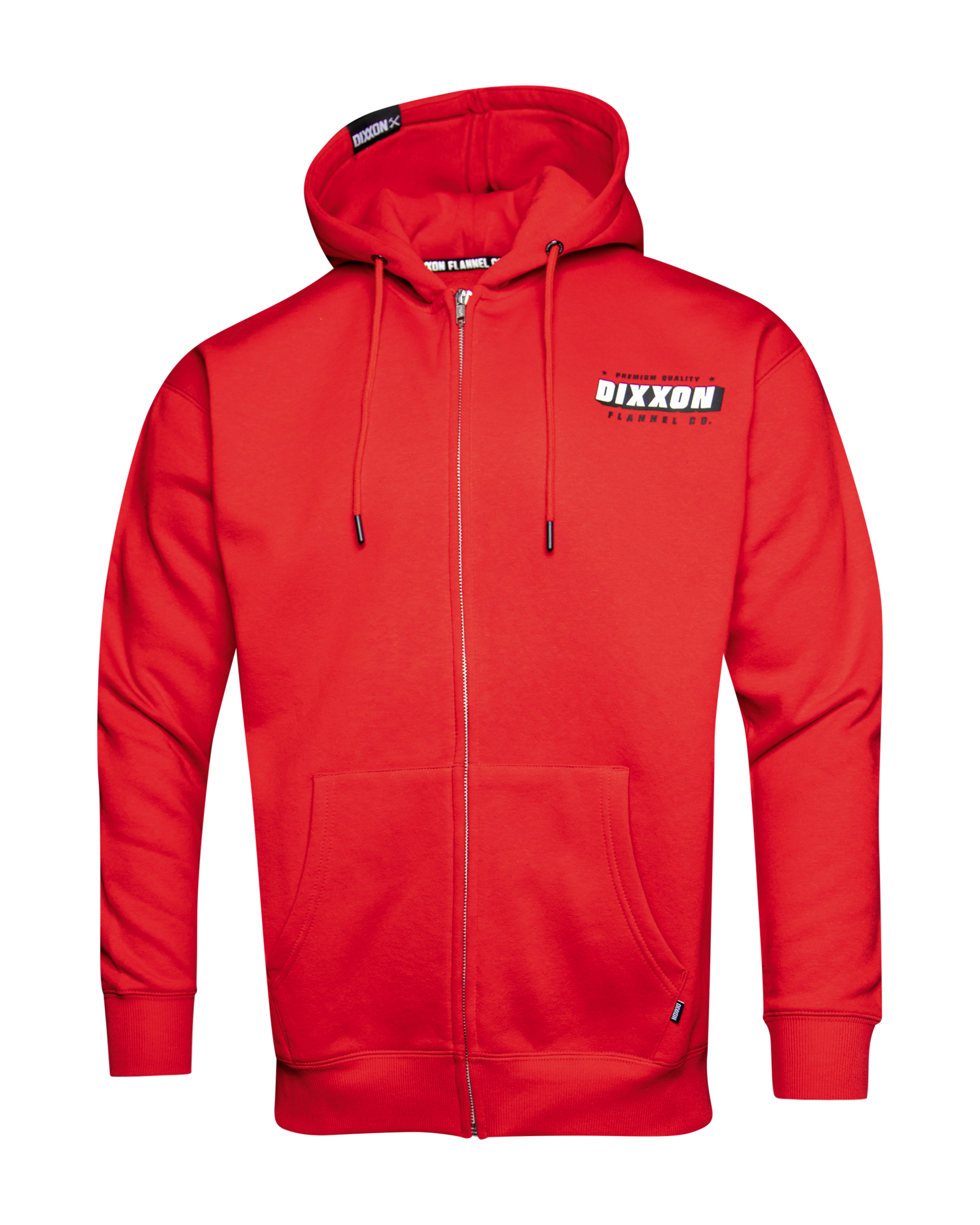 Black & White Grille Zip Up Hoodie - Red