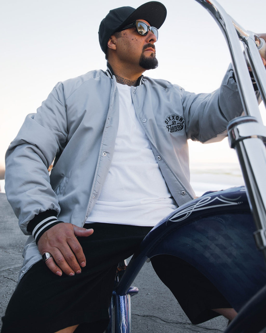 Gray Pastime Nylon Varsity Jacket