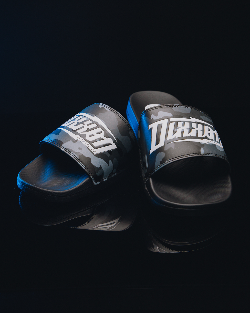 White Bolt Slides - Black Camo
