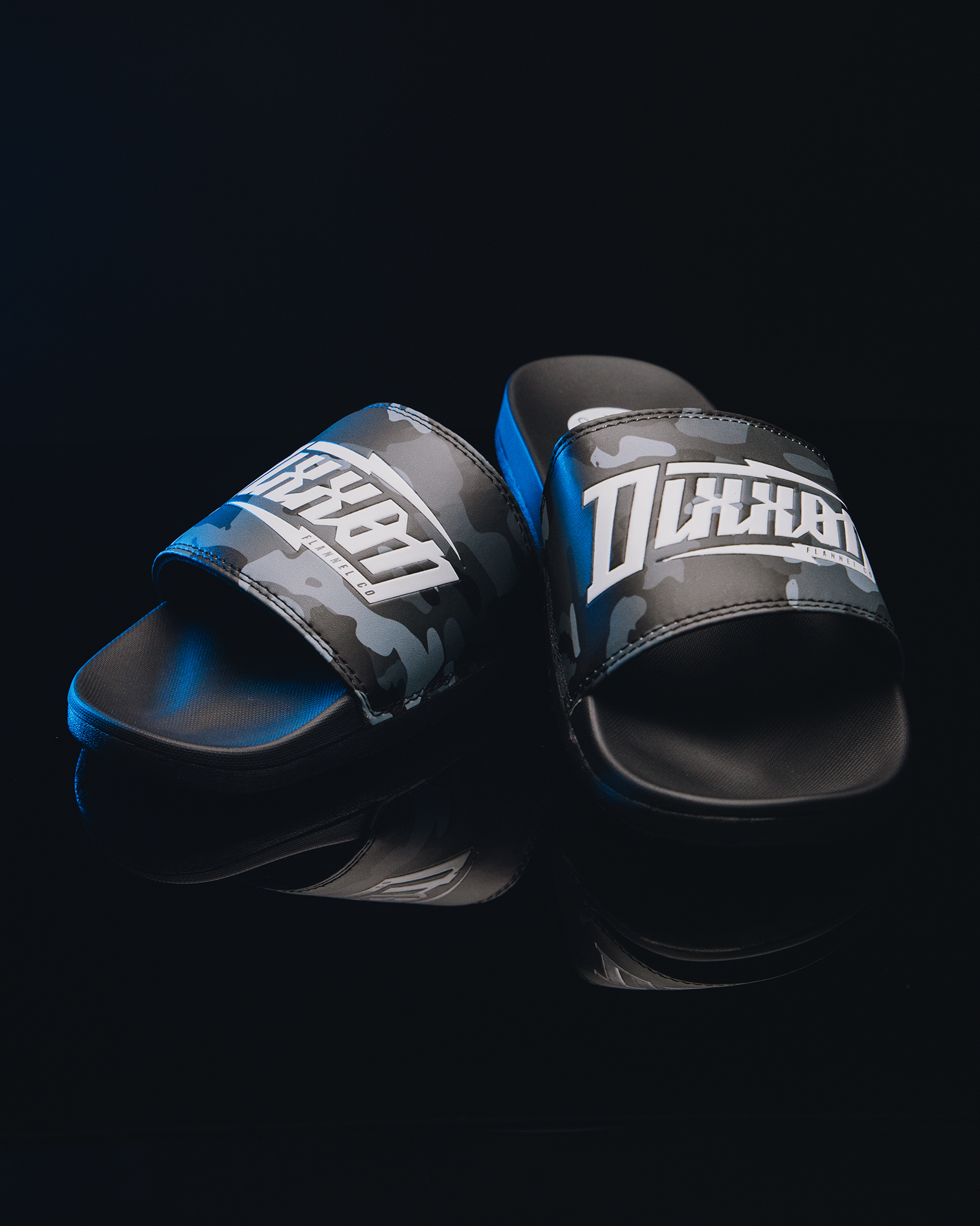 White Bolt Slides - Black Camo