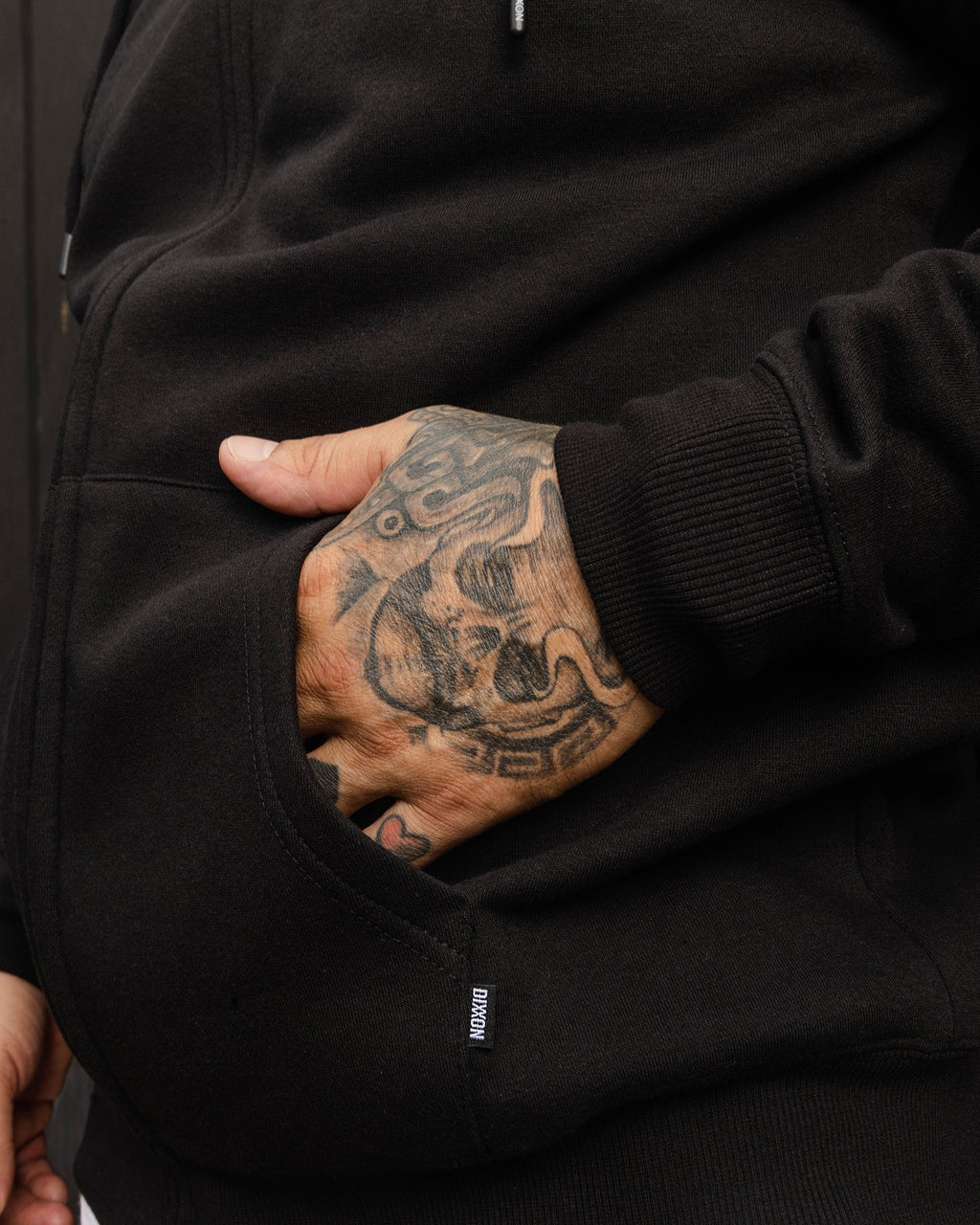 Gray & White Linked Zip Up Hoodie - Black