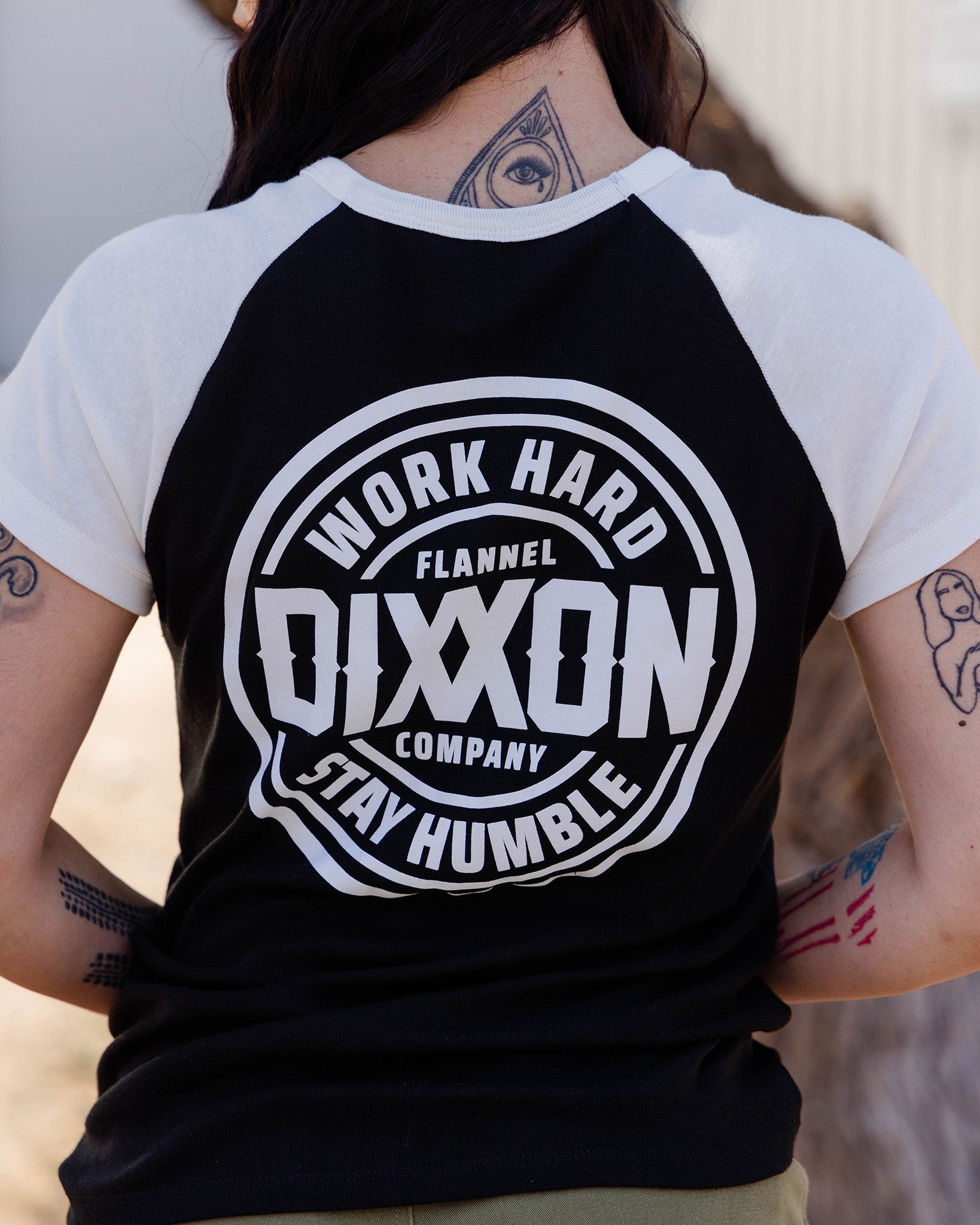 Women's White Nuevo Corpo Raglan Short Sleeve - White & Black