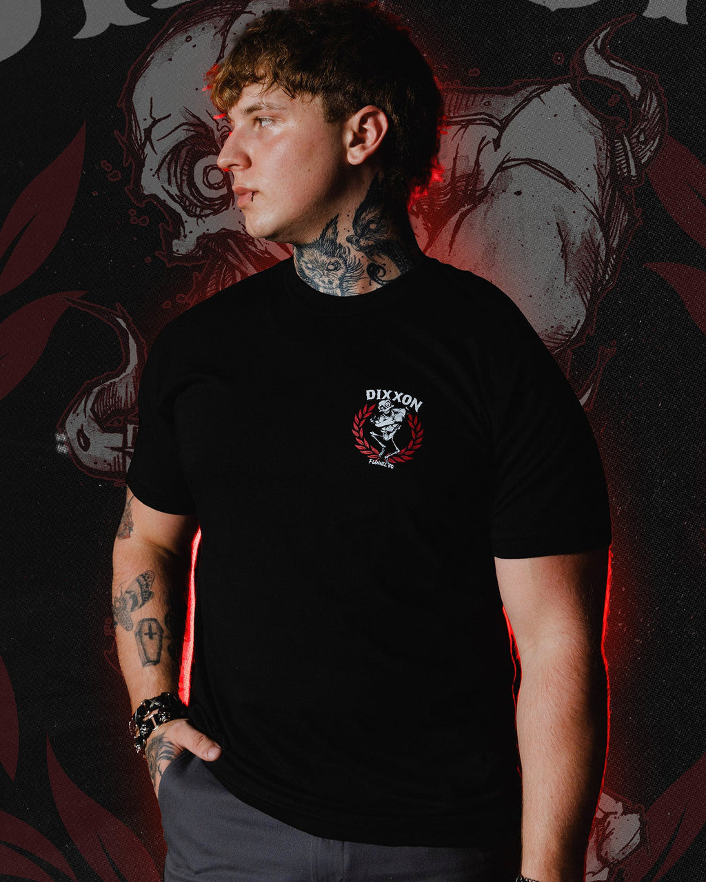 Red Straight Jacket T-Shirt - Black