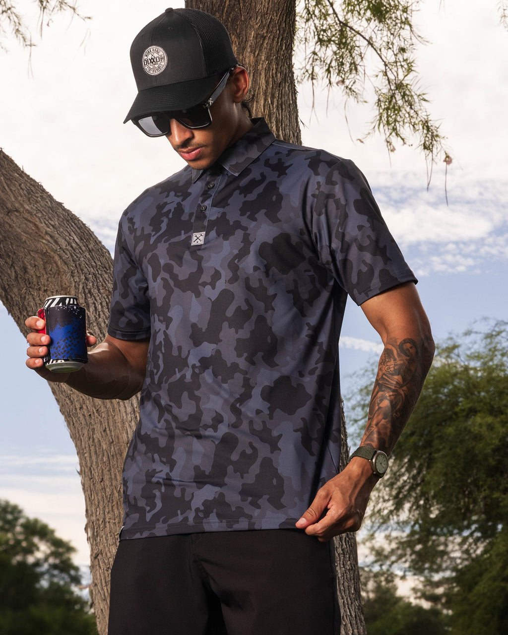 Black Camo Party Polo