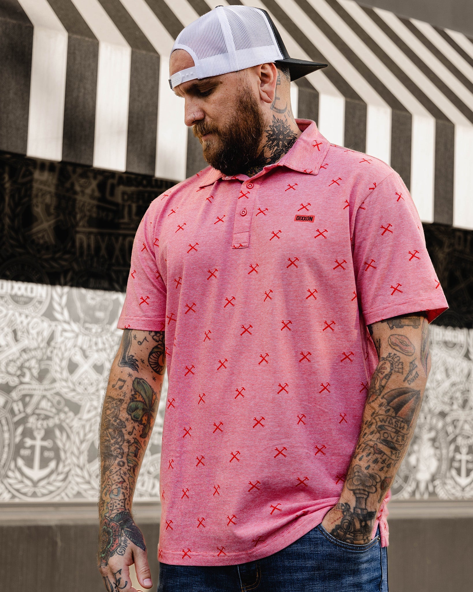 Red Finney Premium Polo - Heathered Red