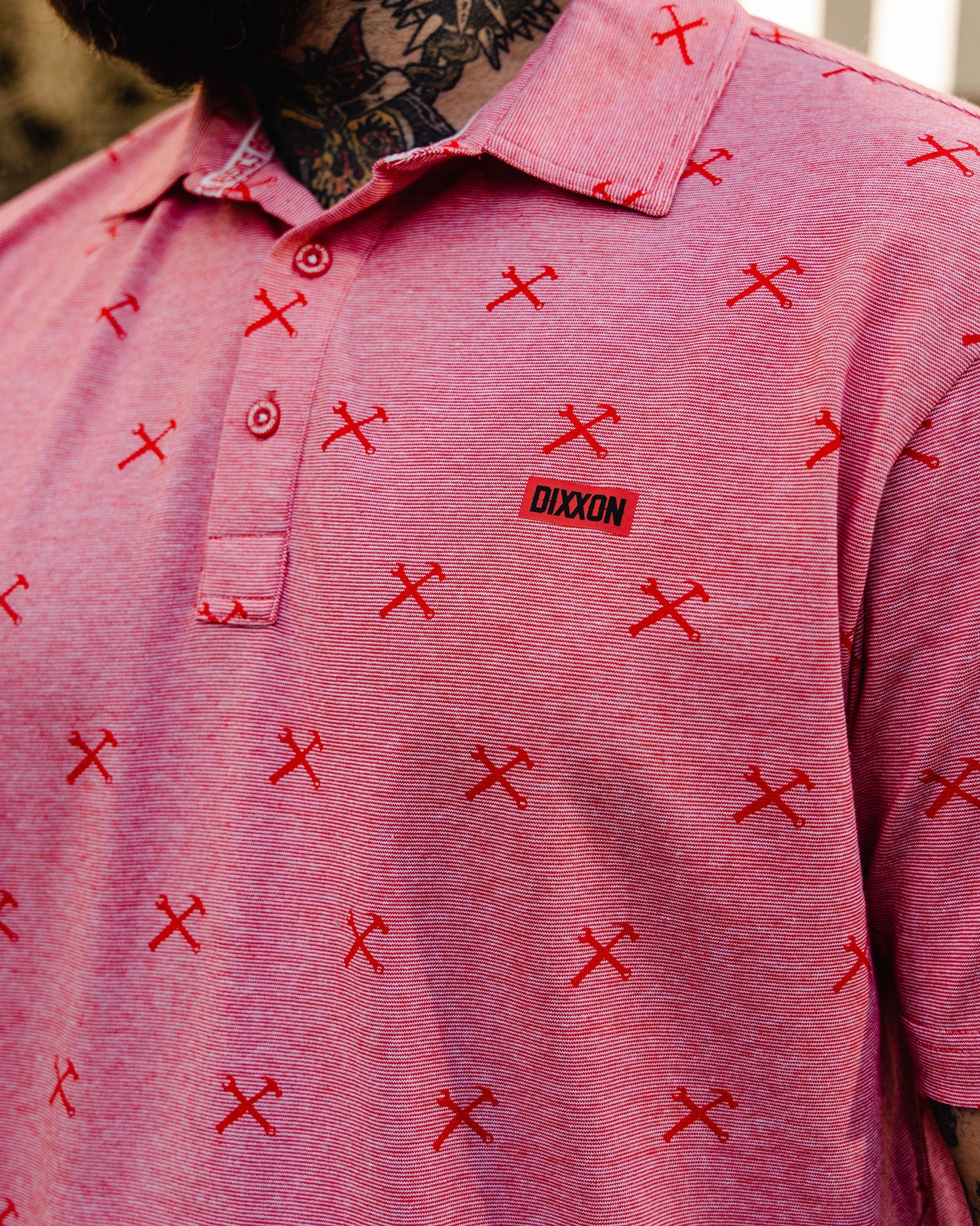 Red Finney Premium Polo - Heathered Red