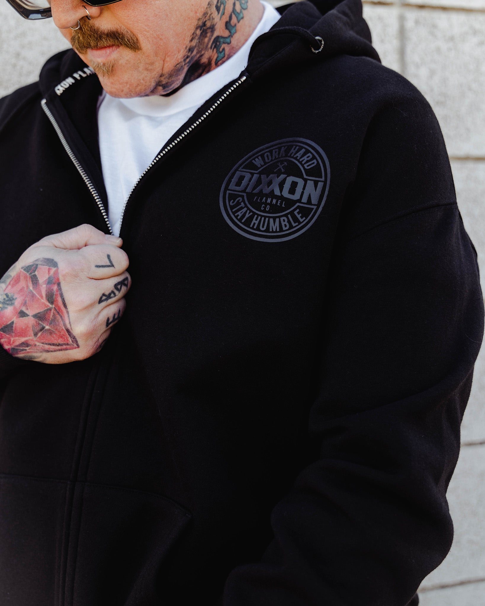 Gray Corpo Zip Up Hoodie - Black