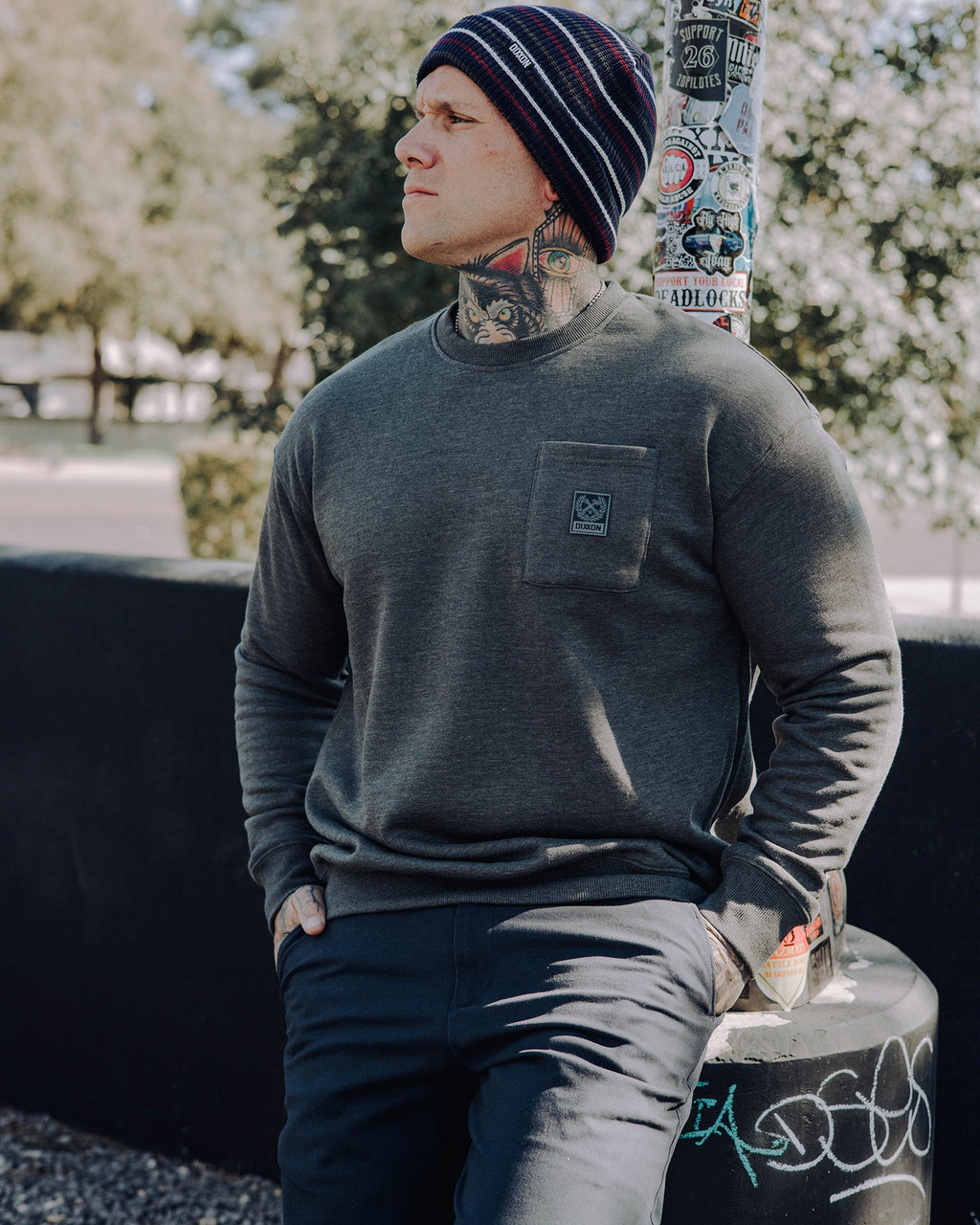 Pocket Crewneck - Heathered Charcoal