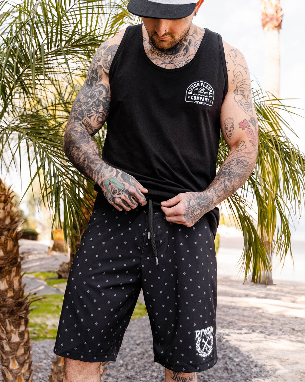 Black & Gray Polkacide Boardshorts