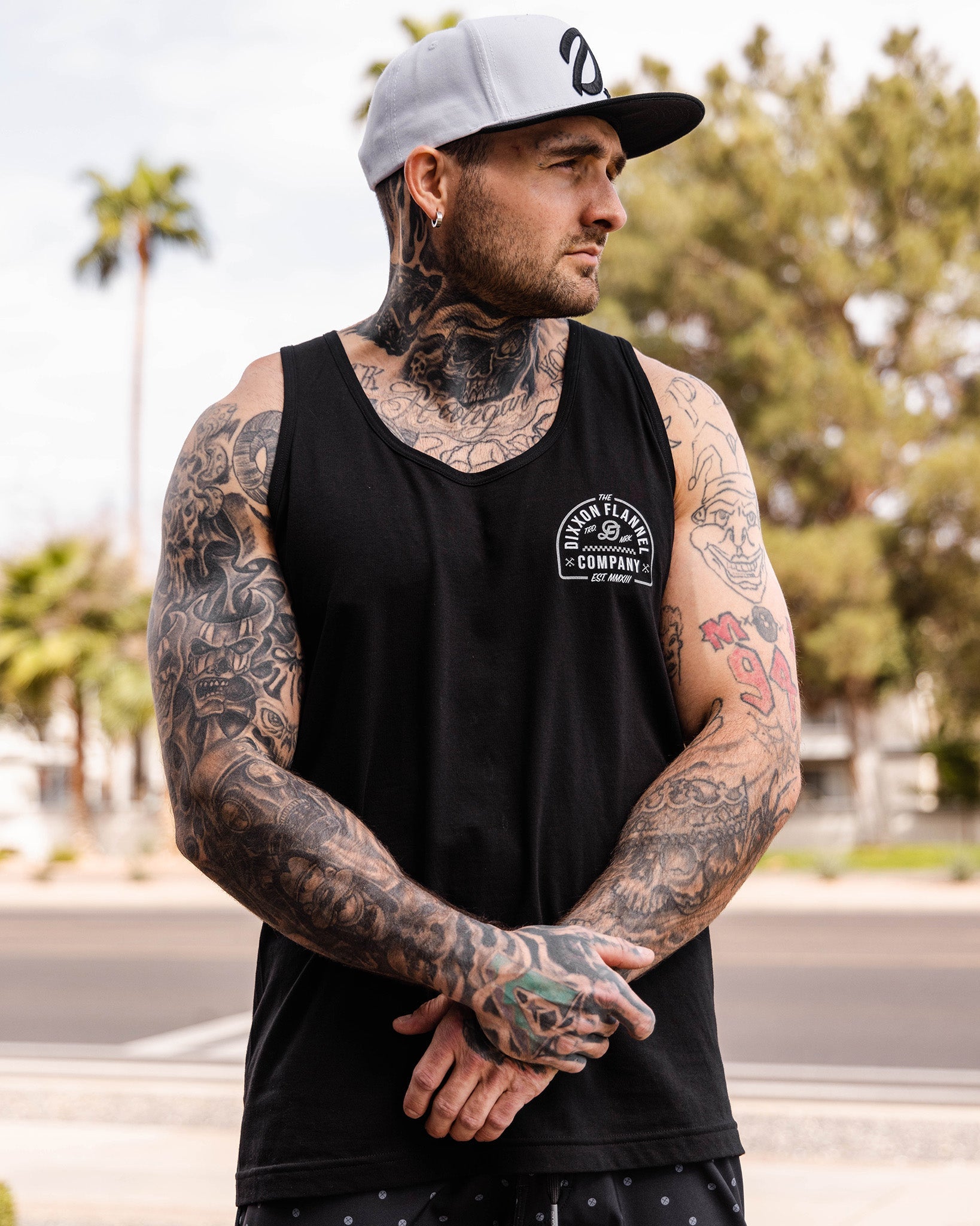 White & Silver The Dixxon Flannel Tank - Black