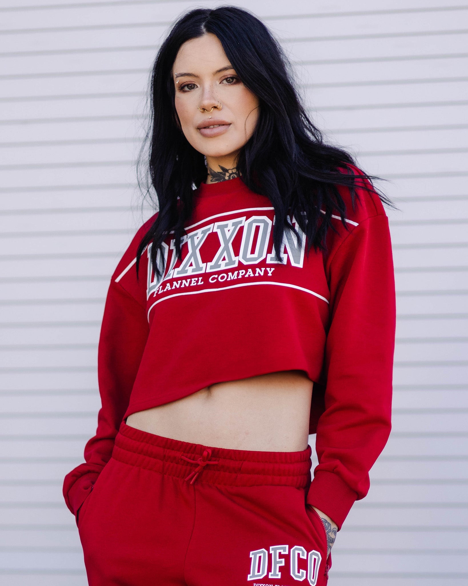 Women's DFCO Cropped Crewneck Sweatshirt - Red