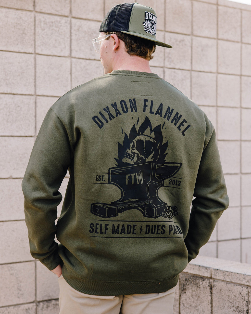 Black Self Made Crewneck Sweatshirt - O.D. Green