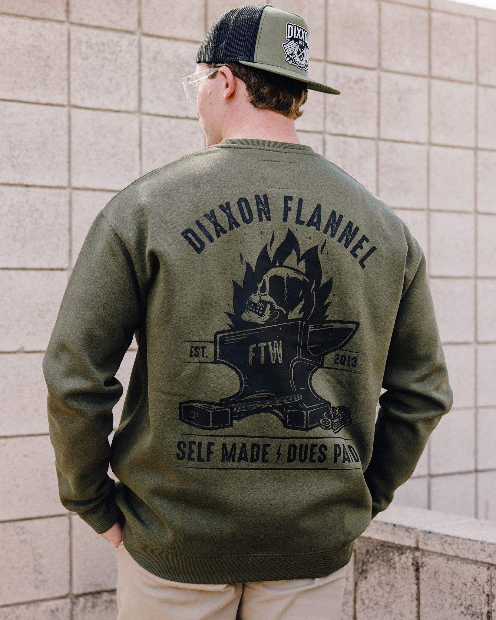 Black Self Made Crewneck Sweatshirt - O.D. Green