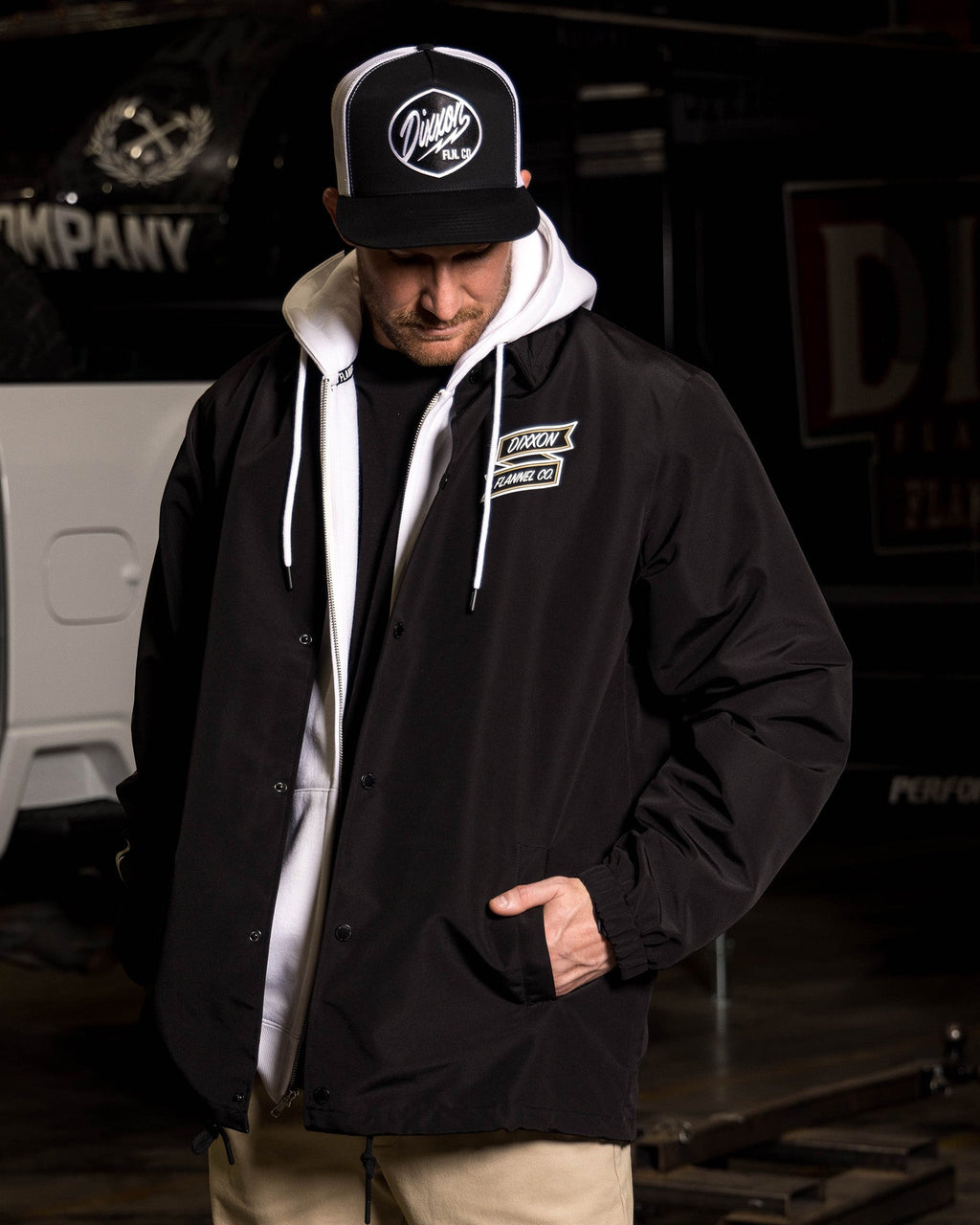 White & Gold Ignite Coaches Jacket - Black