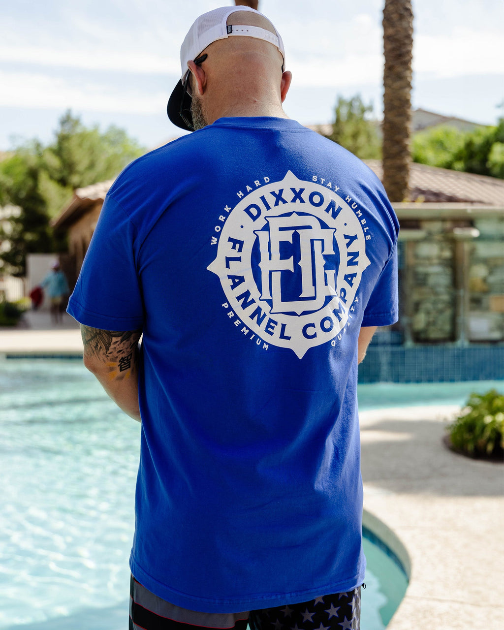 White Compass T-Shirt - Blue