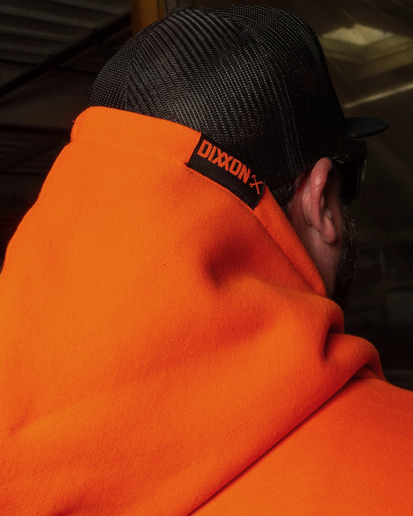 Black Checkpoint Pullover Hoodie - Safety Orange