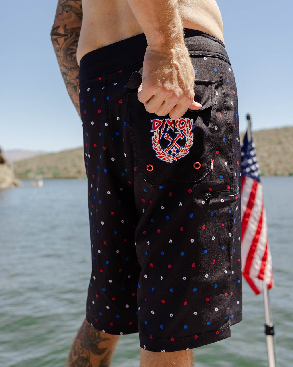 Polkacide Boardshorts - Red, White, & Blue