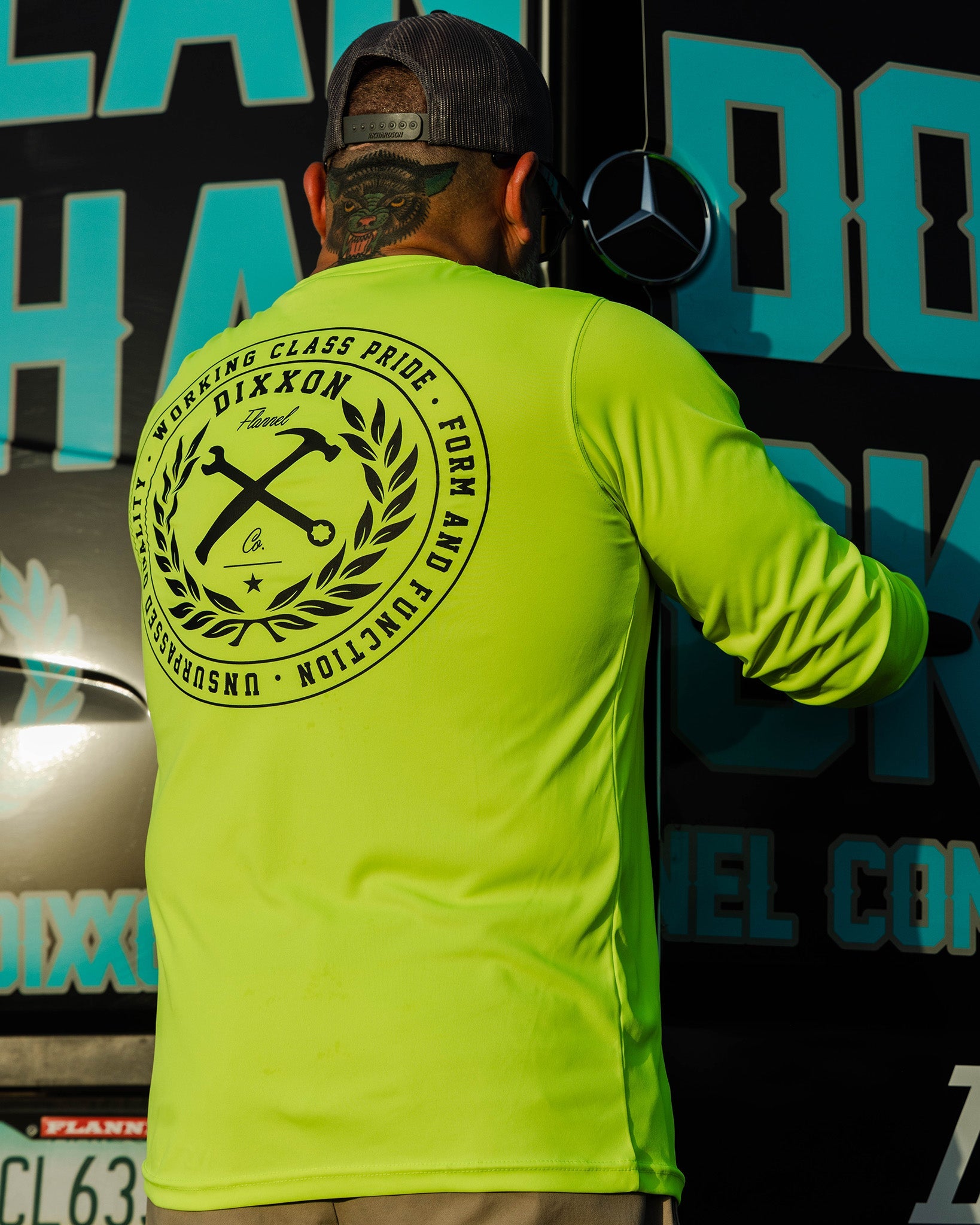 Black Crested UV Long Sleeve - Safety Yellow