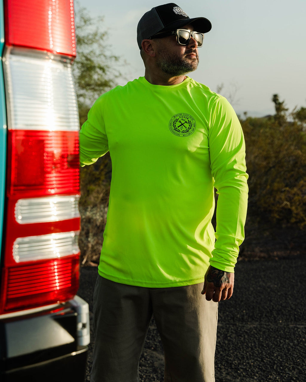 Black Crested UV Long Sleeve - Safety Yellow