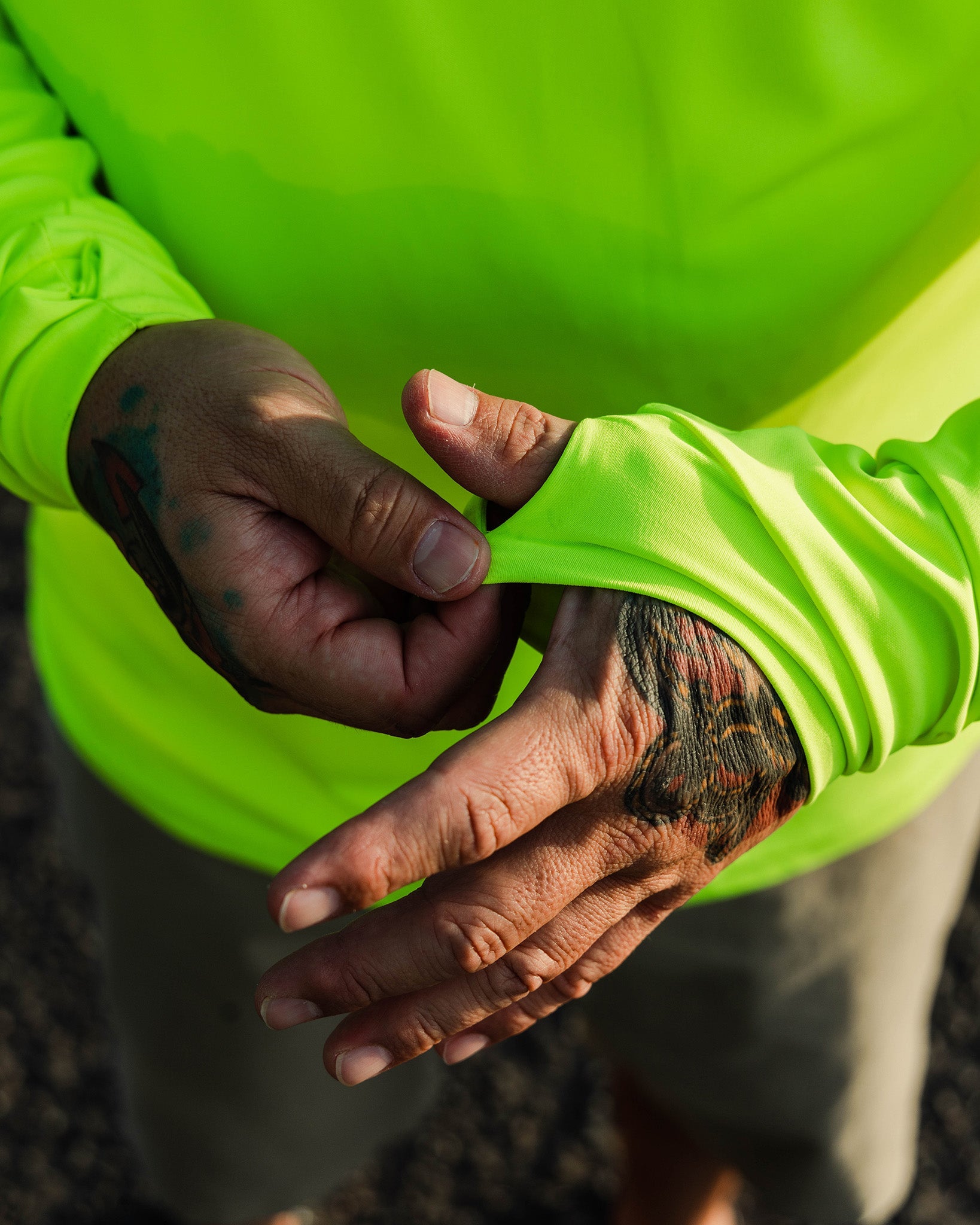 Black Crested UV Long Sleeve - Safety Yellow