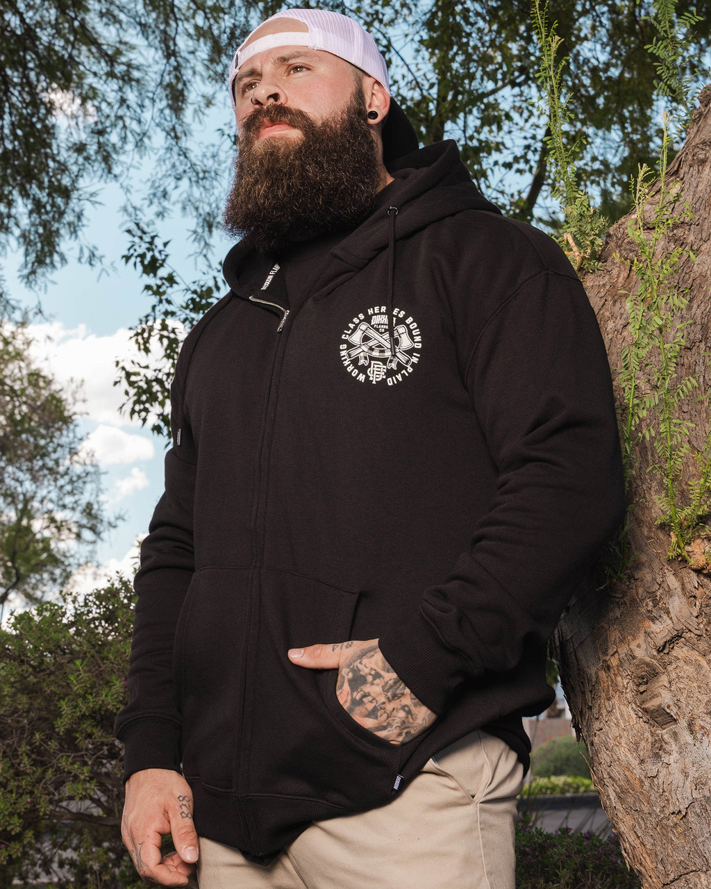 Bound In Plaid Zip Up - Black