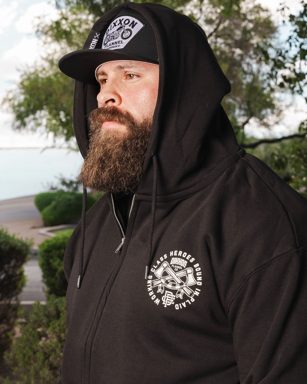 Bound In Plaid Zip Up - Black