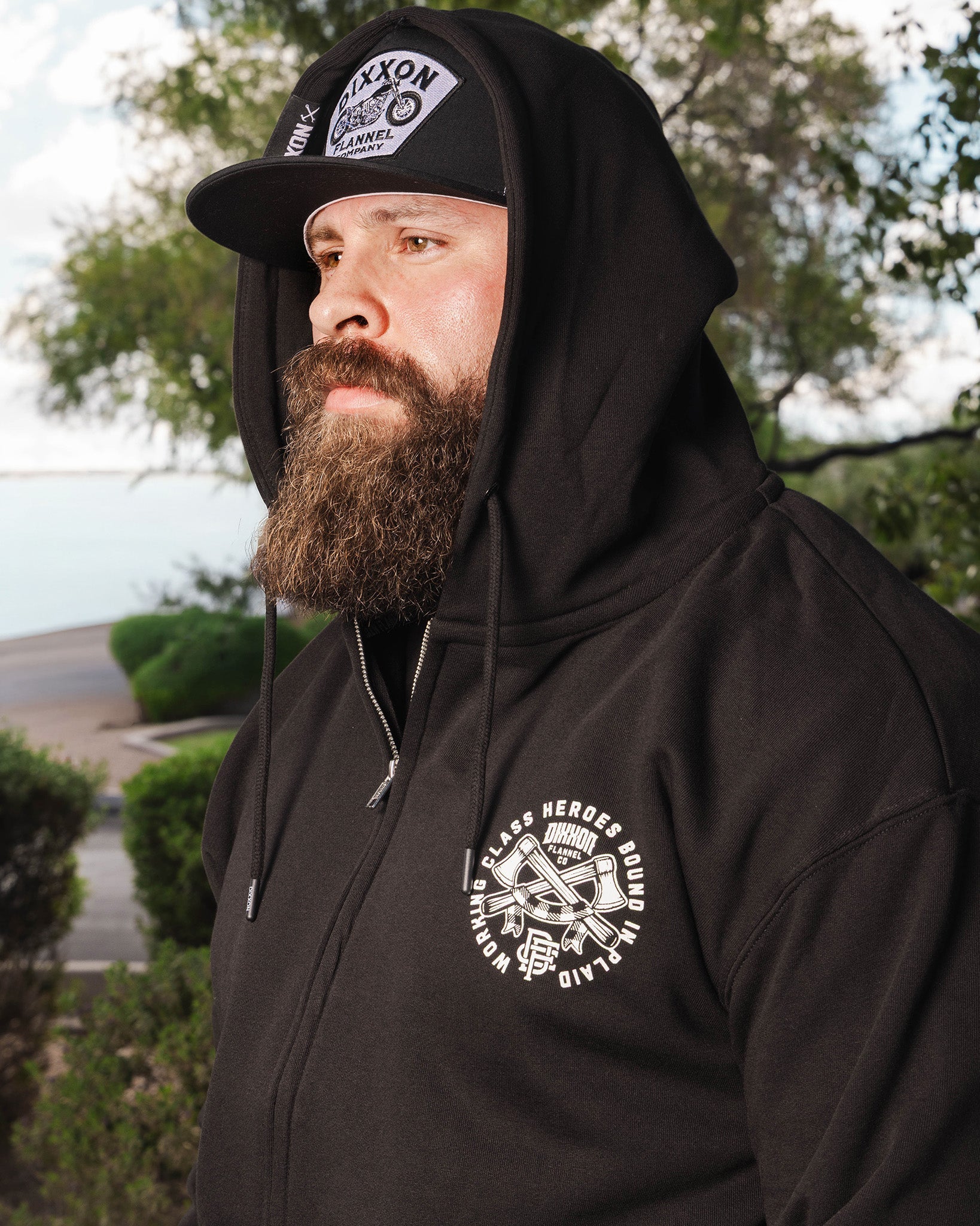 Bound In Plaid Zip Up - Black