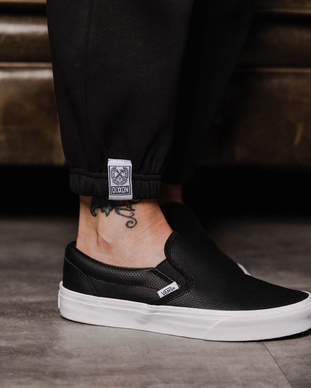 Women's White Checkers Sweatpants - Black