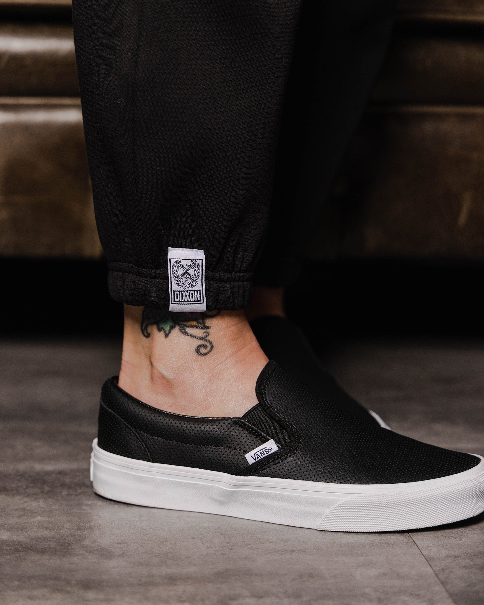 Women's White Checkers Sweatpants - Black