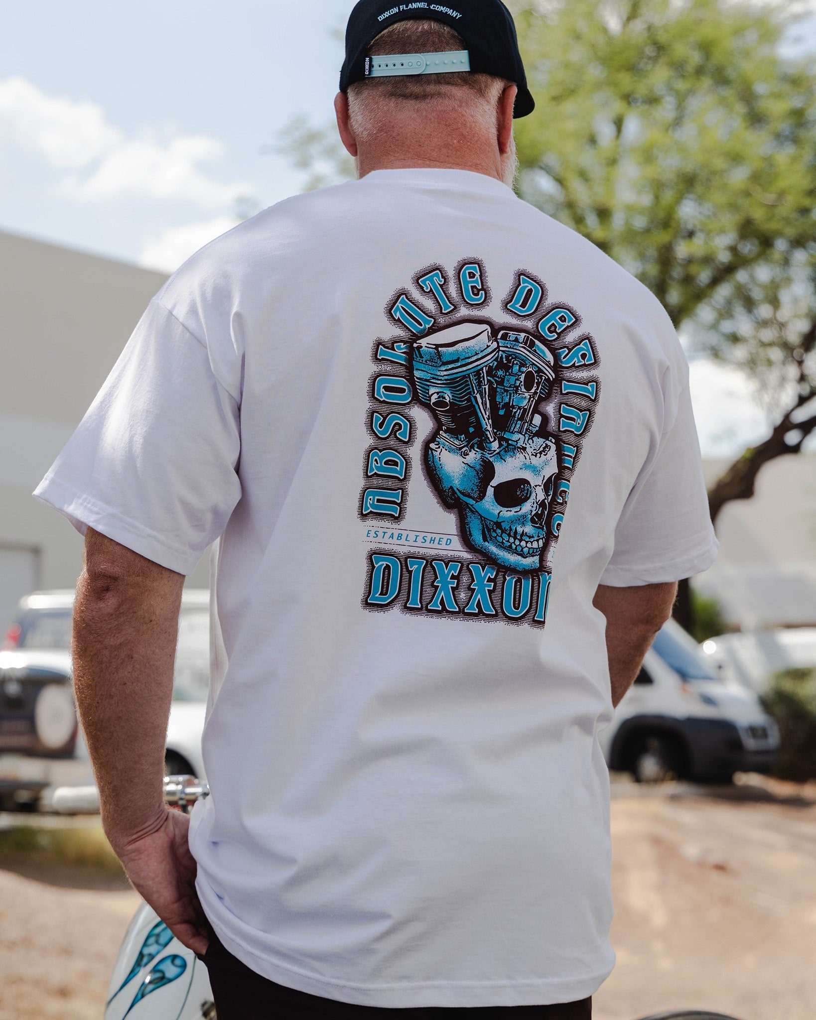 Turquoise Motor Head T-Shirt - White