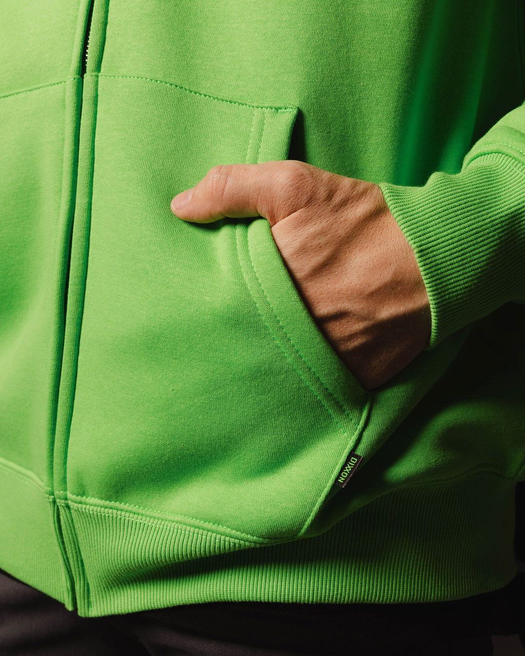 Black Working Class Logo Zip Up Hoodie - Safety Green