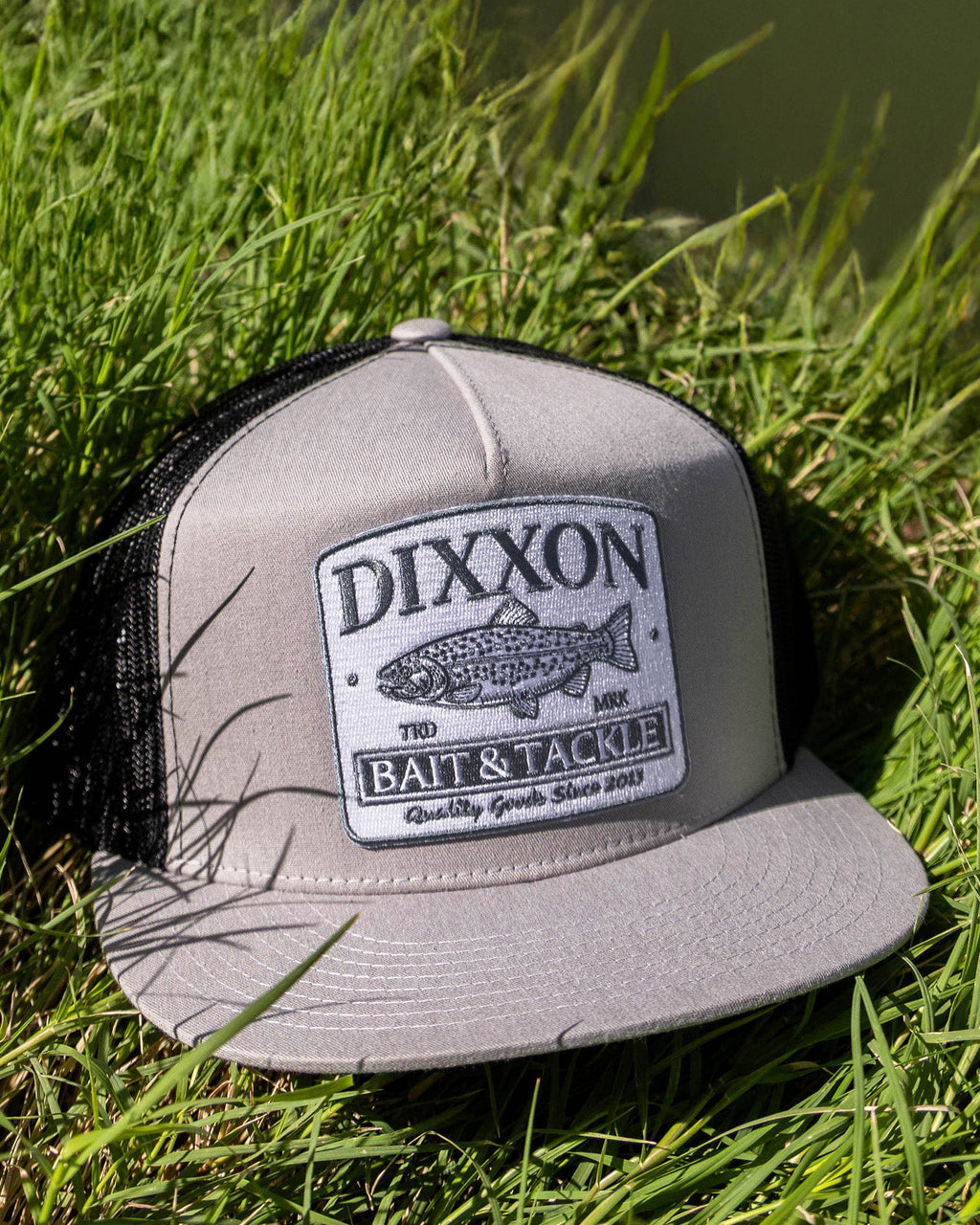 Bait & Tackle Flat Bill Trucker Snapback - White & Slate