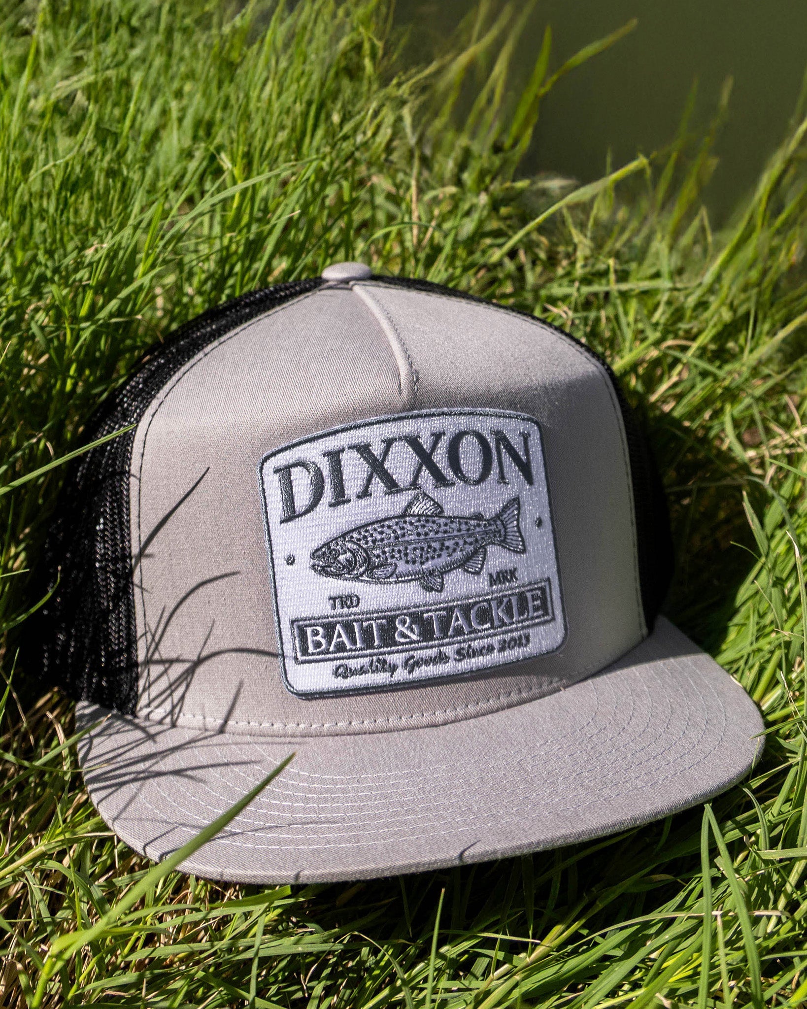 Bait & Tackle Flat Bill Trucker Snapback - White & Slate