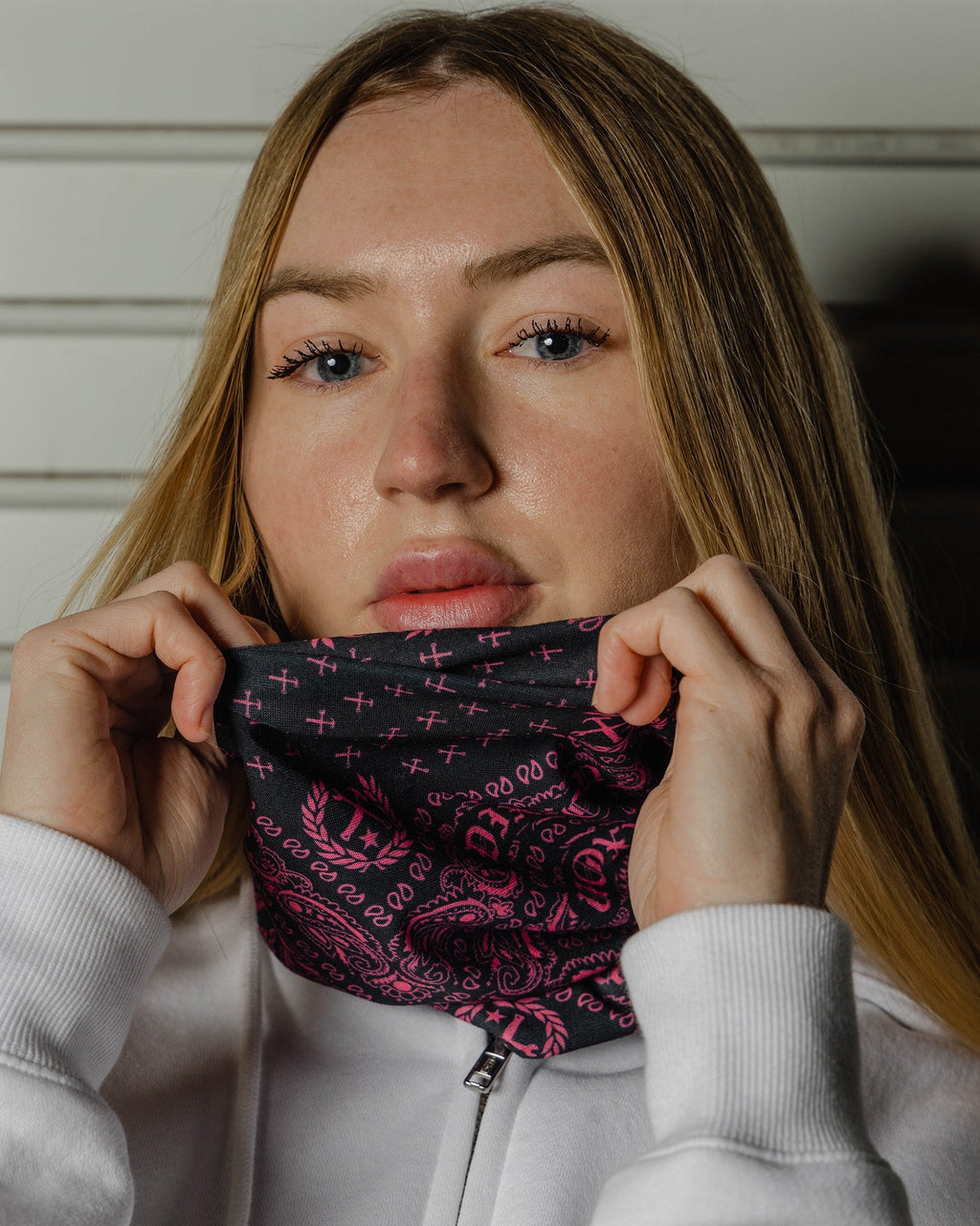 Bandana Neck Gaiter - Black & Pink
