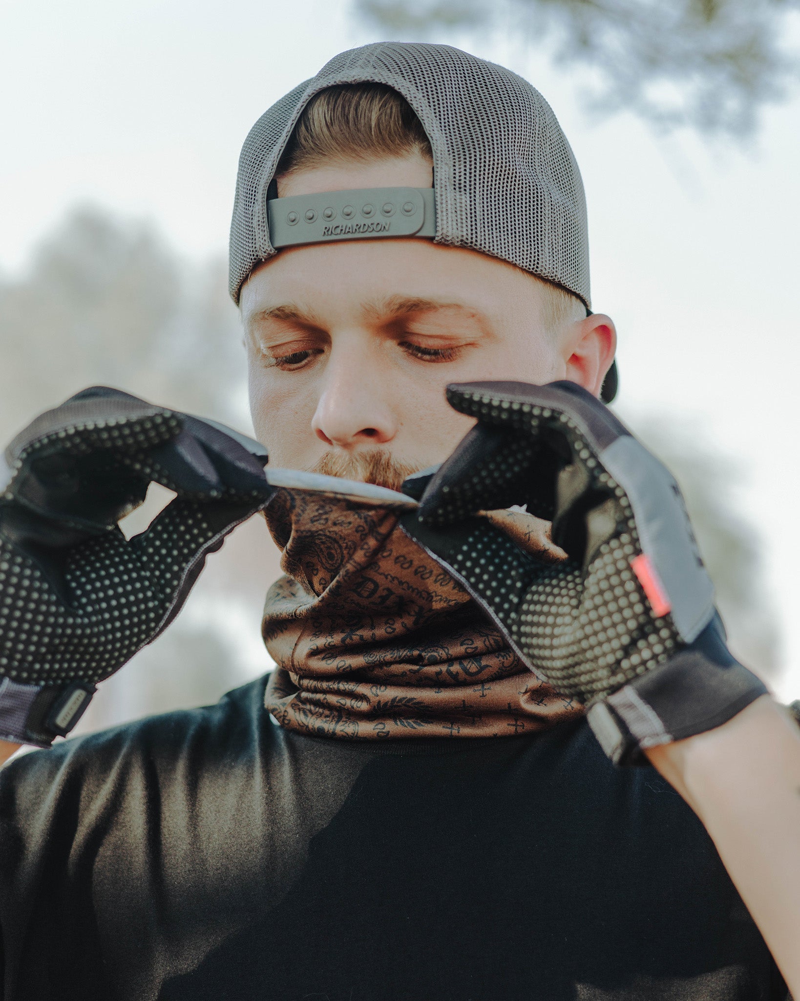 Bandana Neck Gaiter - Brown & Black