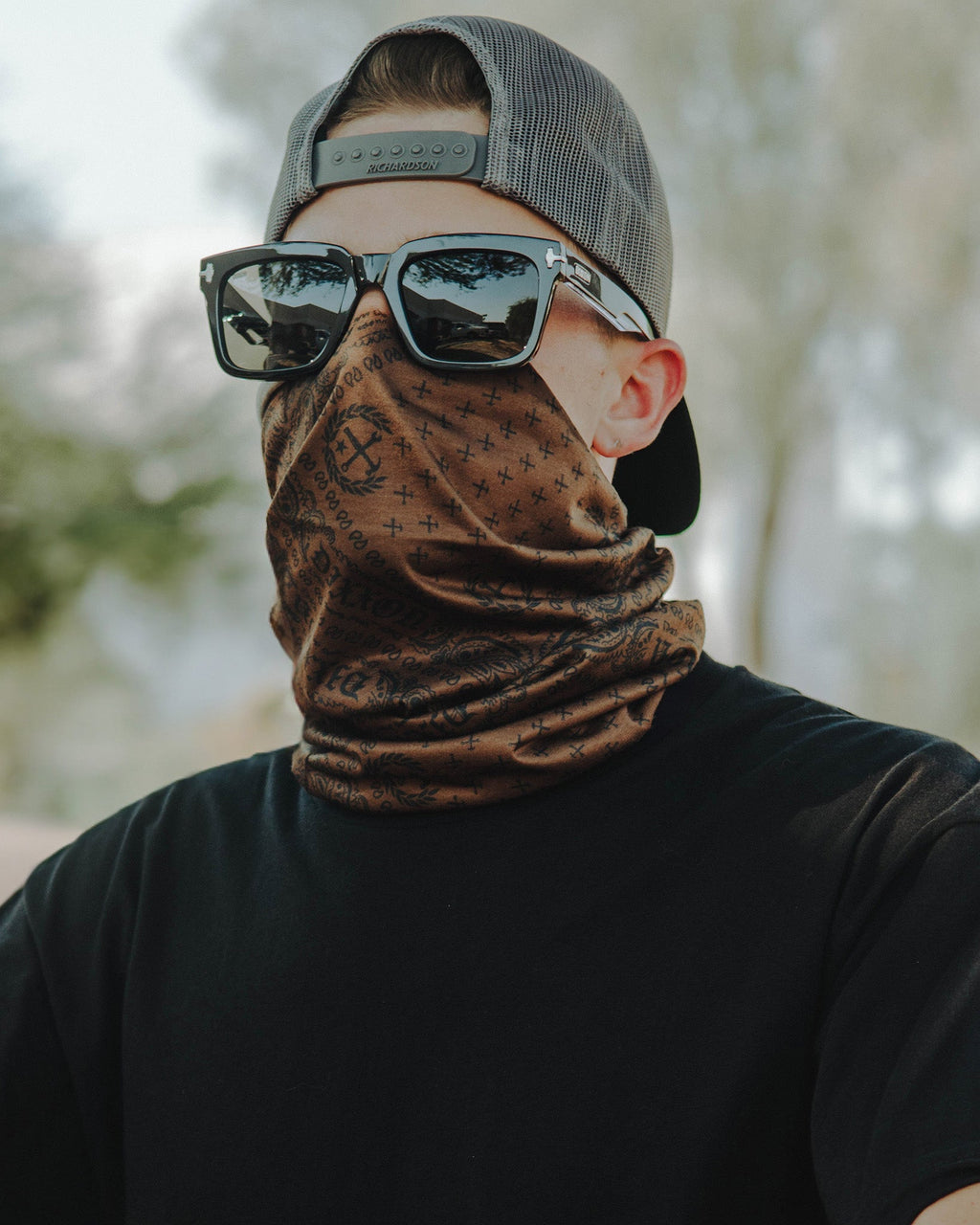 Bandana Neck Gaiter - Brown & Black