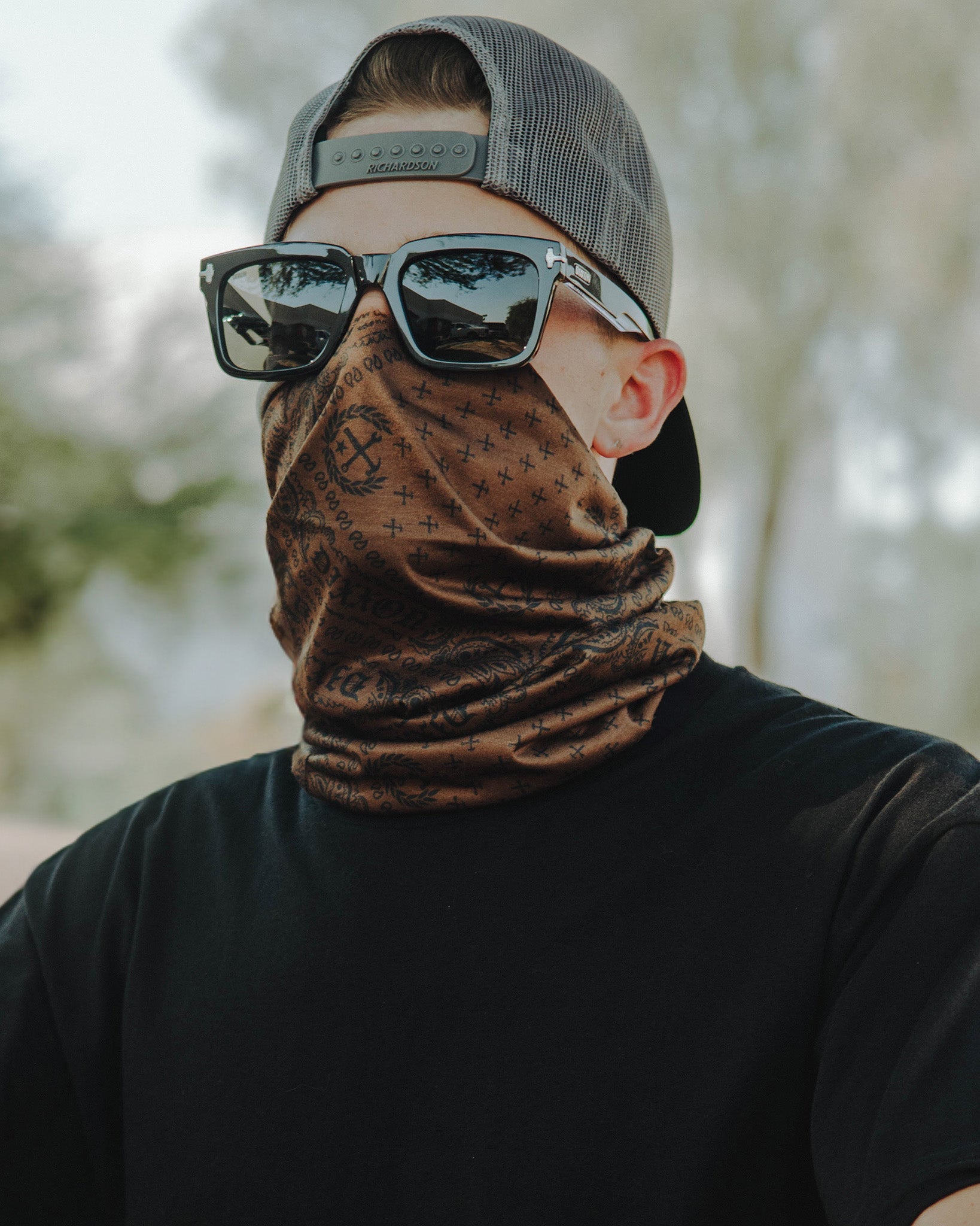 Bandana Neck Gaiter - Brown & Black