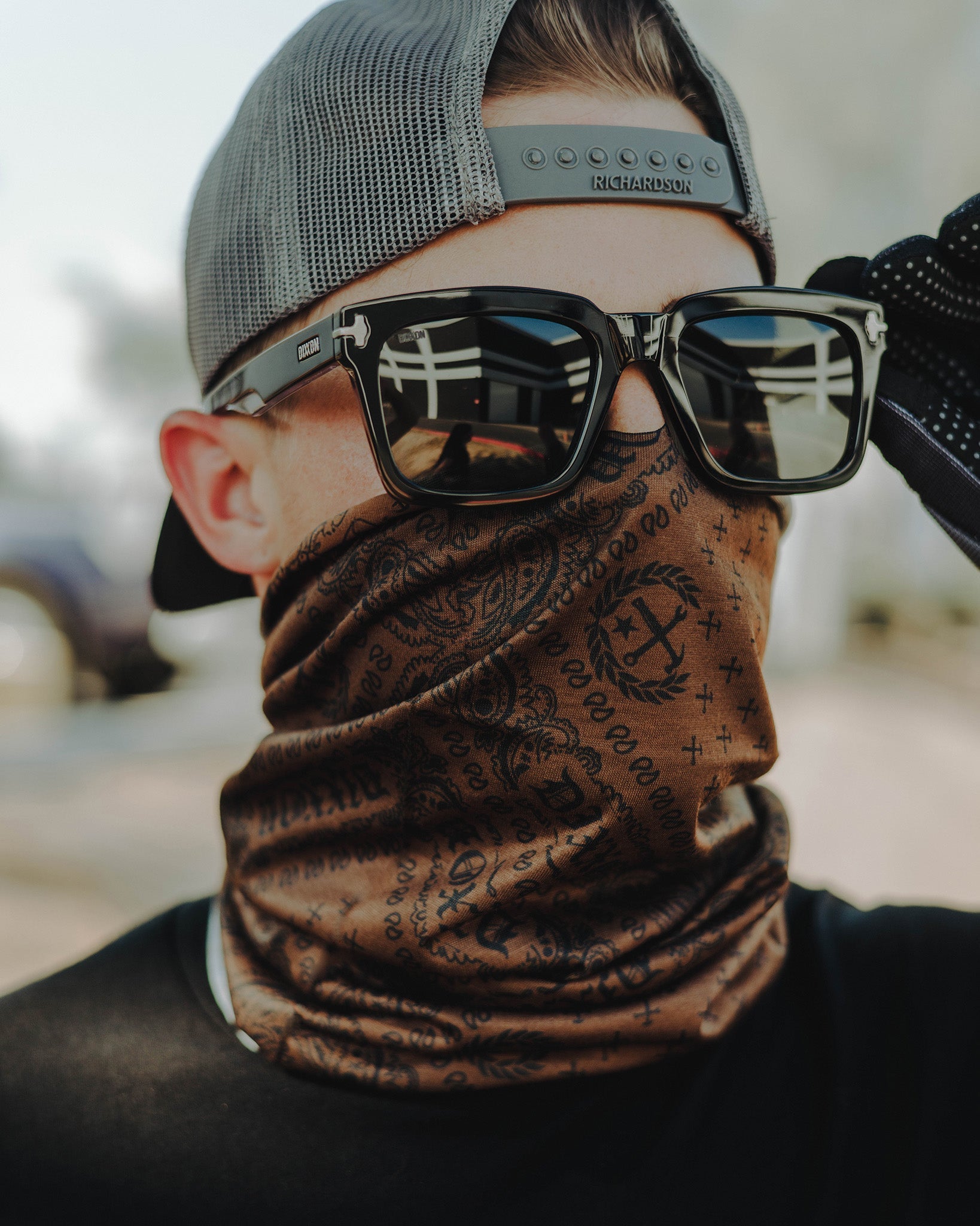 Bandana Neck Gaiter - Brown & Black