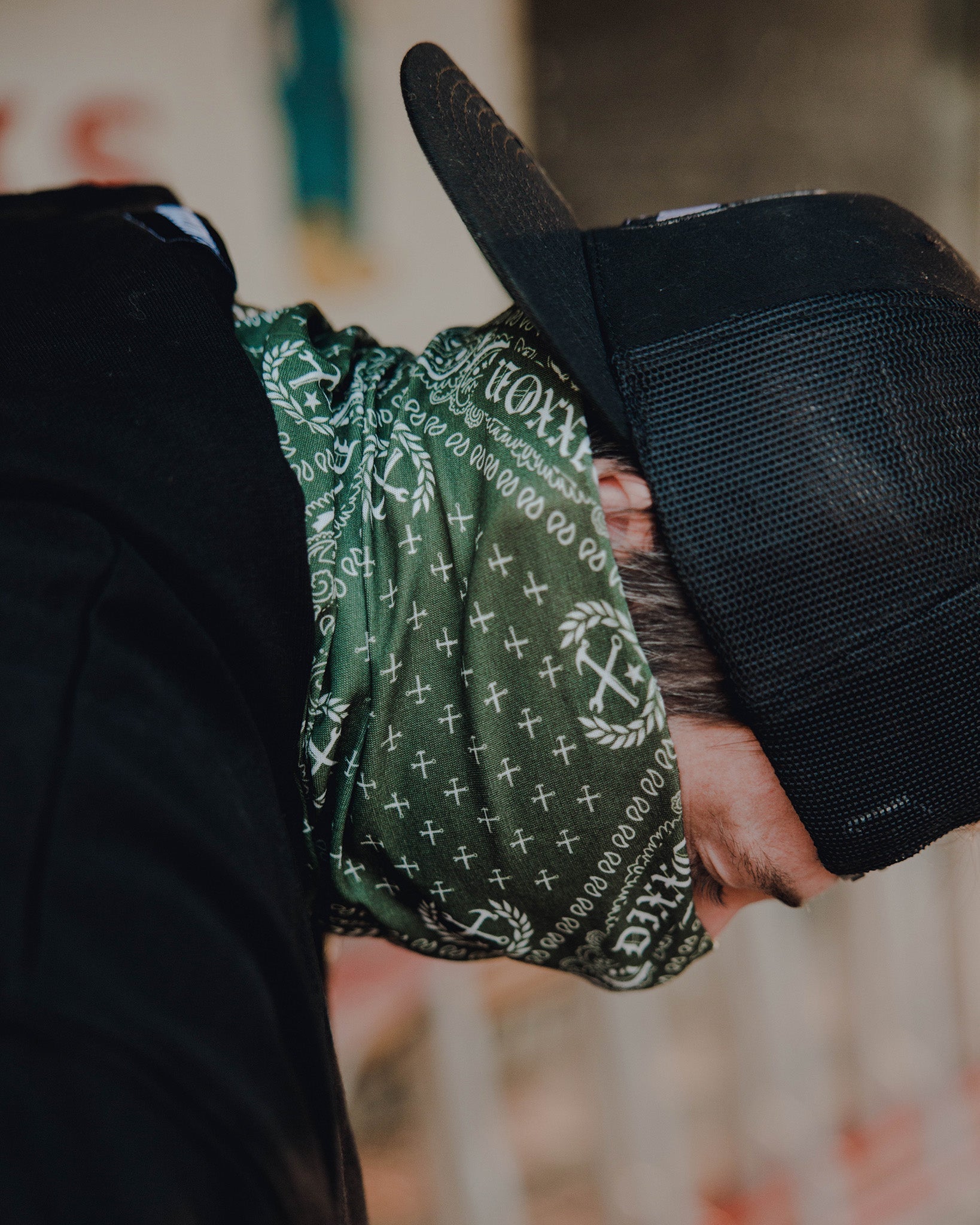 Bandana Neck Gaiter - Green & White