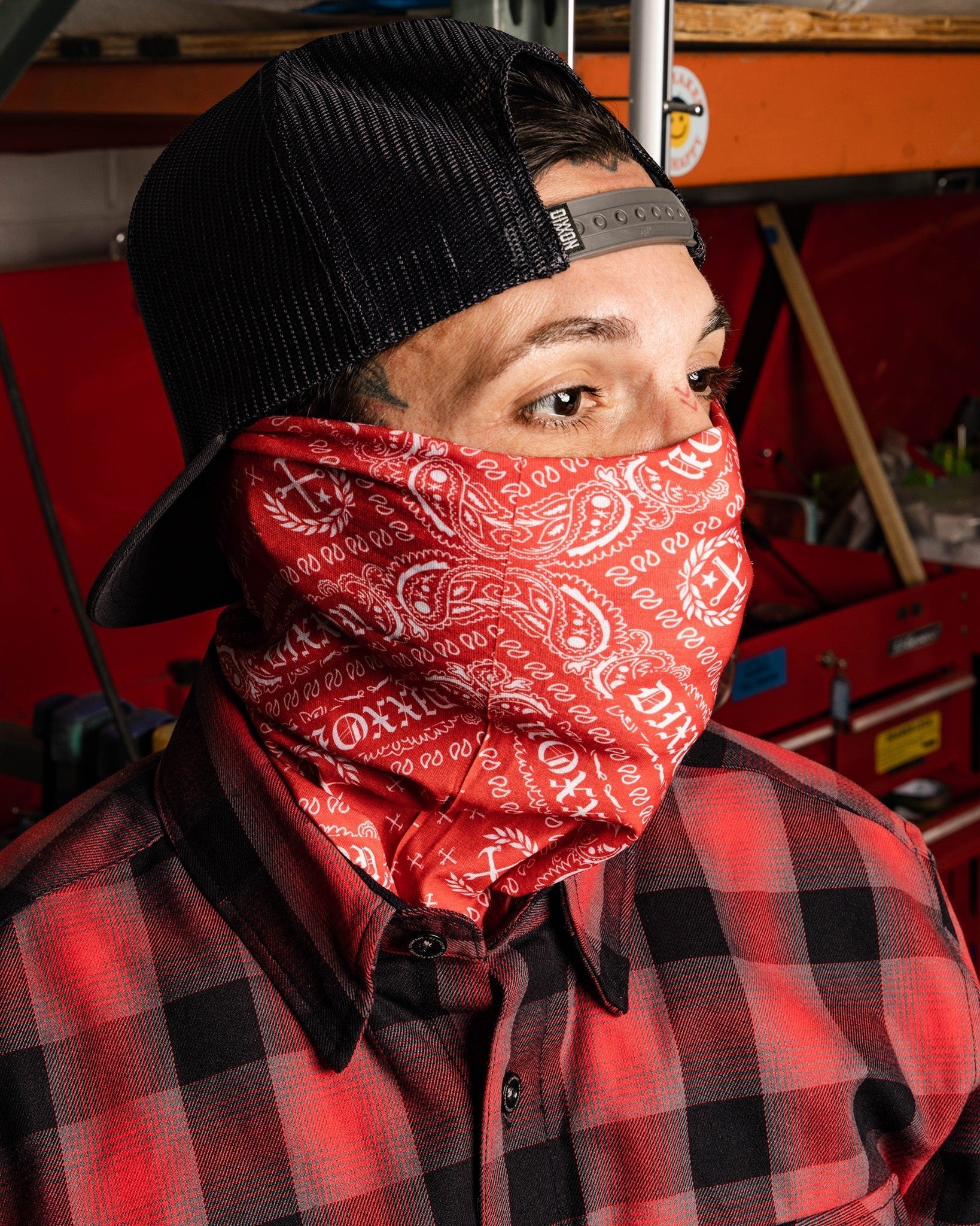 Bandana Neck Gaiter - Red & White