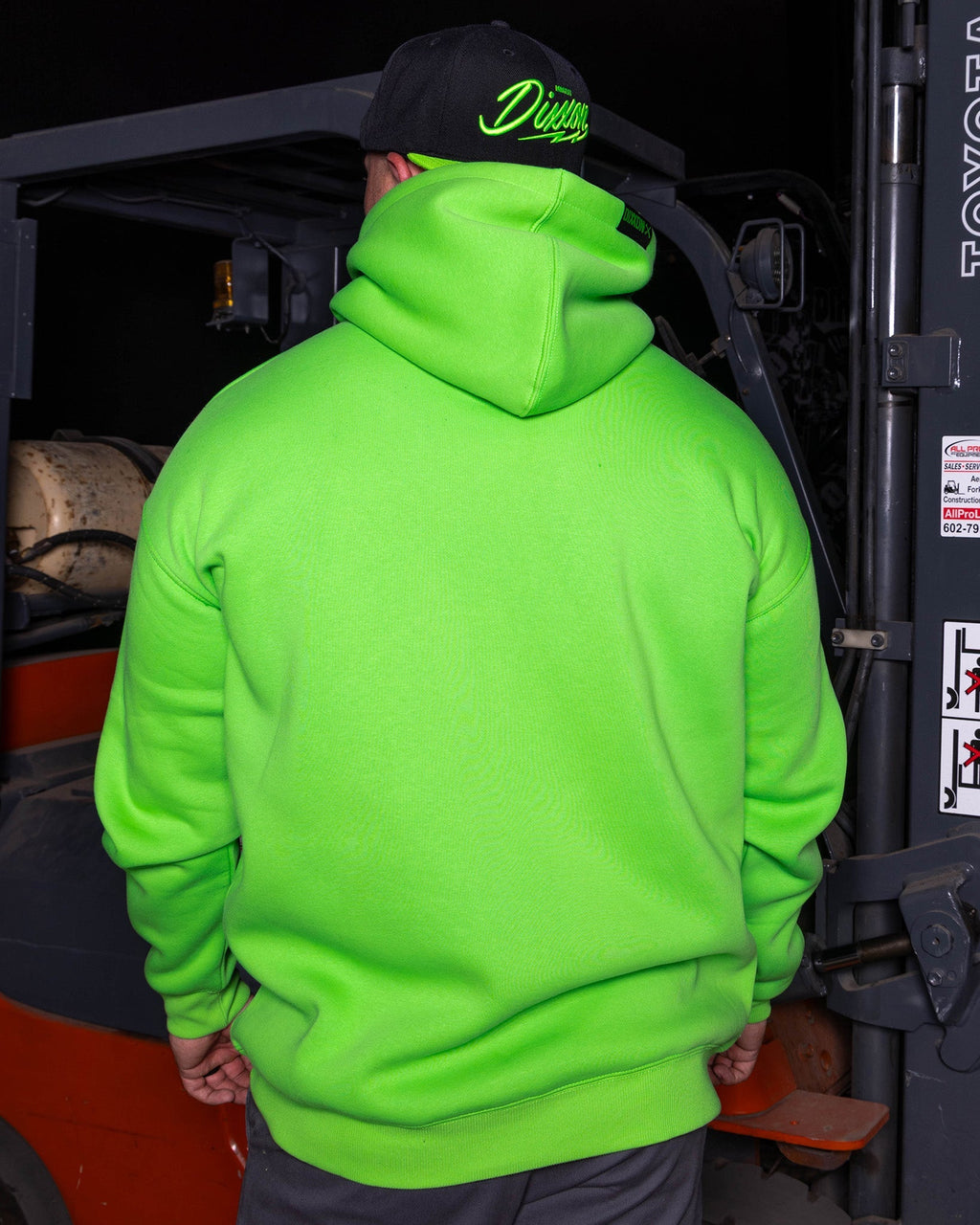 Black Checkpoint Pullover Hoodie - Safety Green