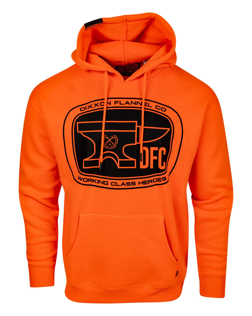 Black Checkpoint Pullover Hoodie - Safety Orange
