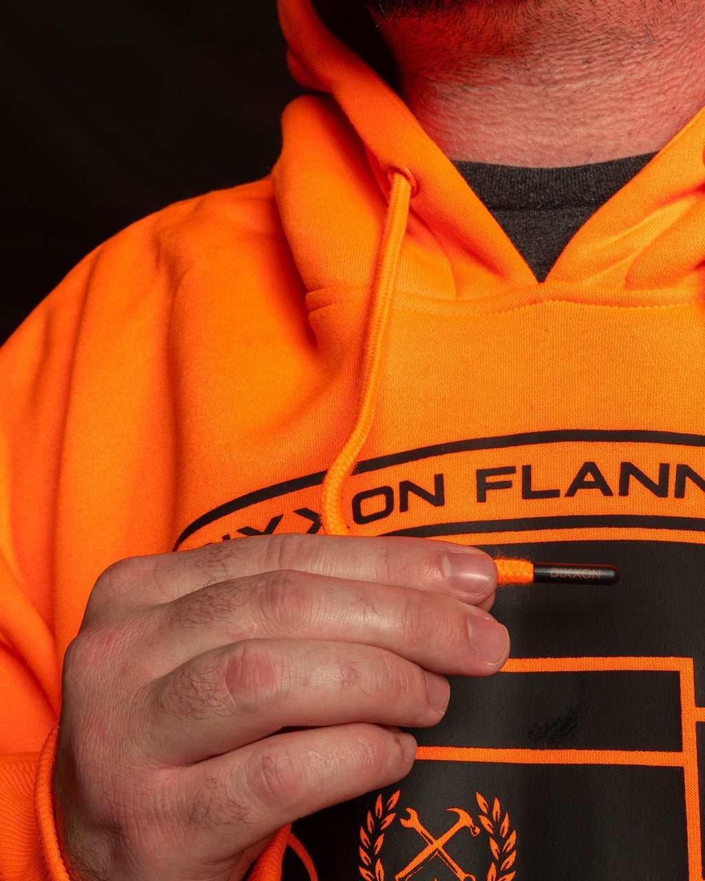 Black Checkpoint Pullover Hoodie - Safety Orange