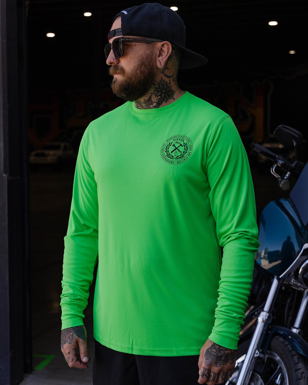 Black Crested UV Long Sleeve T-Shirt - Safety Green