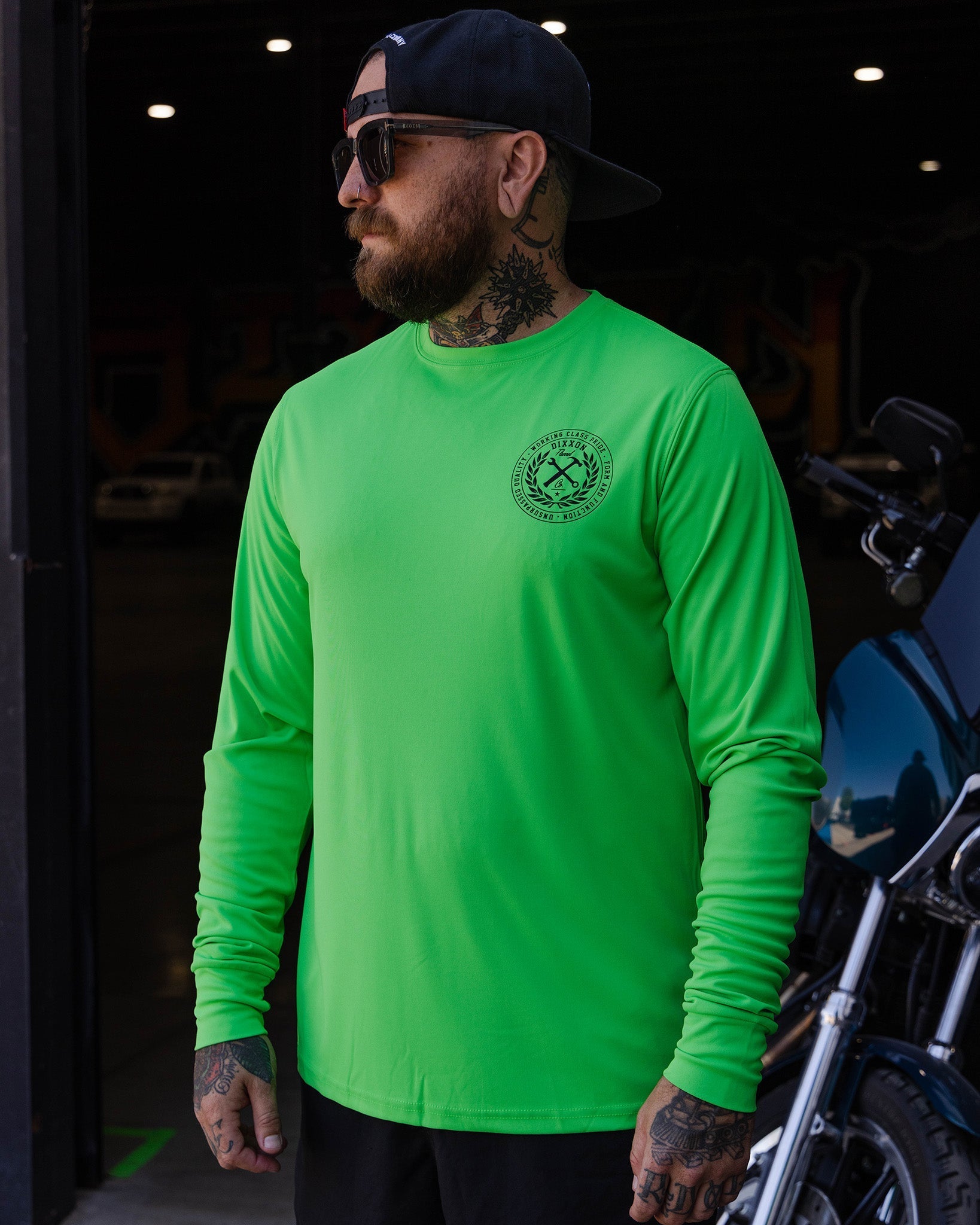 Black Crested UV Long Sleeve T-Shirt - Safety Green