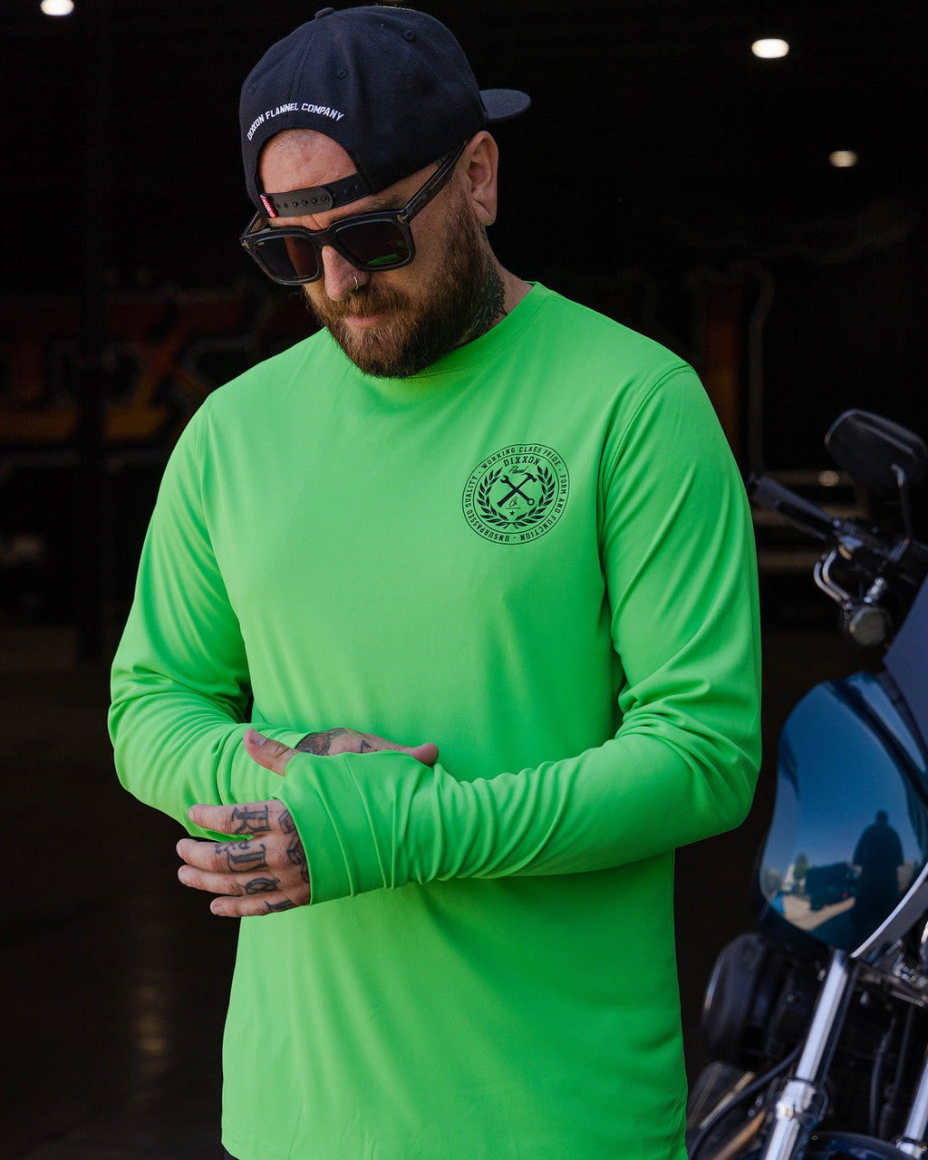 Black Crested UV Long Sleeve T-Shirt - Safety Green