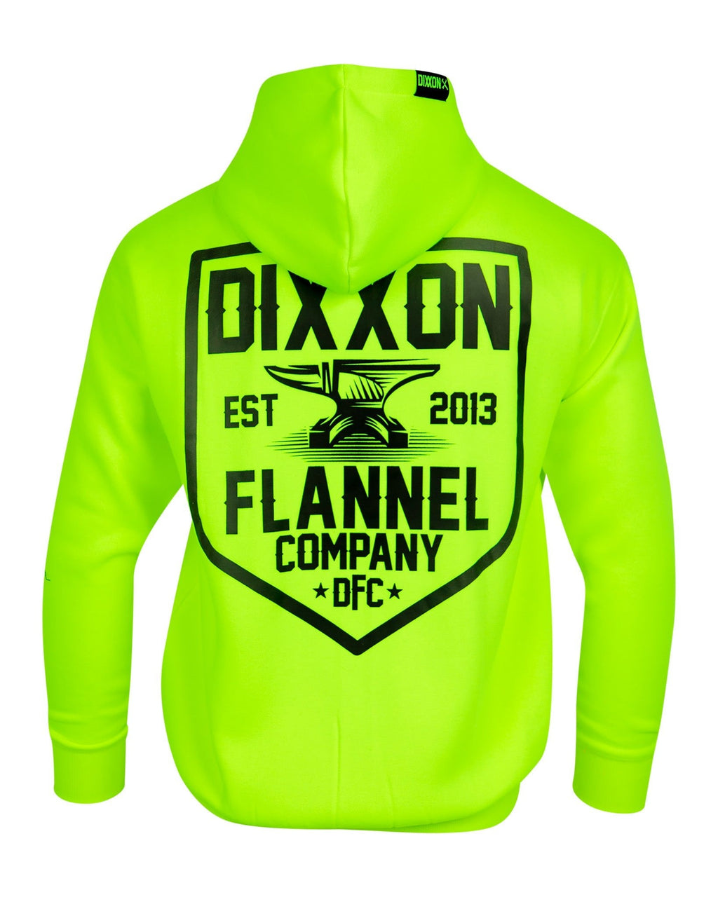 Black DFC Shield Zip Up Hoodie - Safety Green