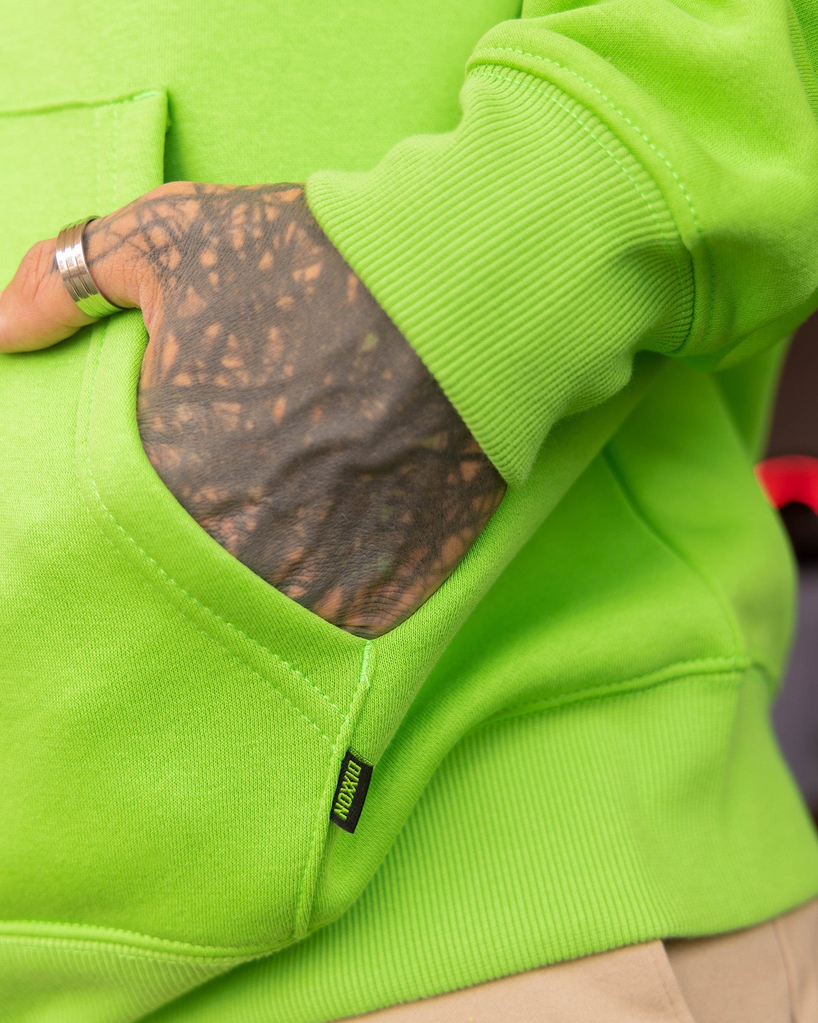 Black DFC Shield Zip Up Hoodie - Safety Green