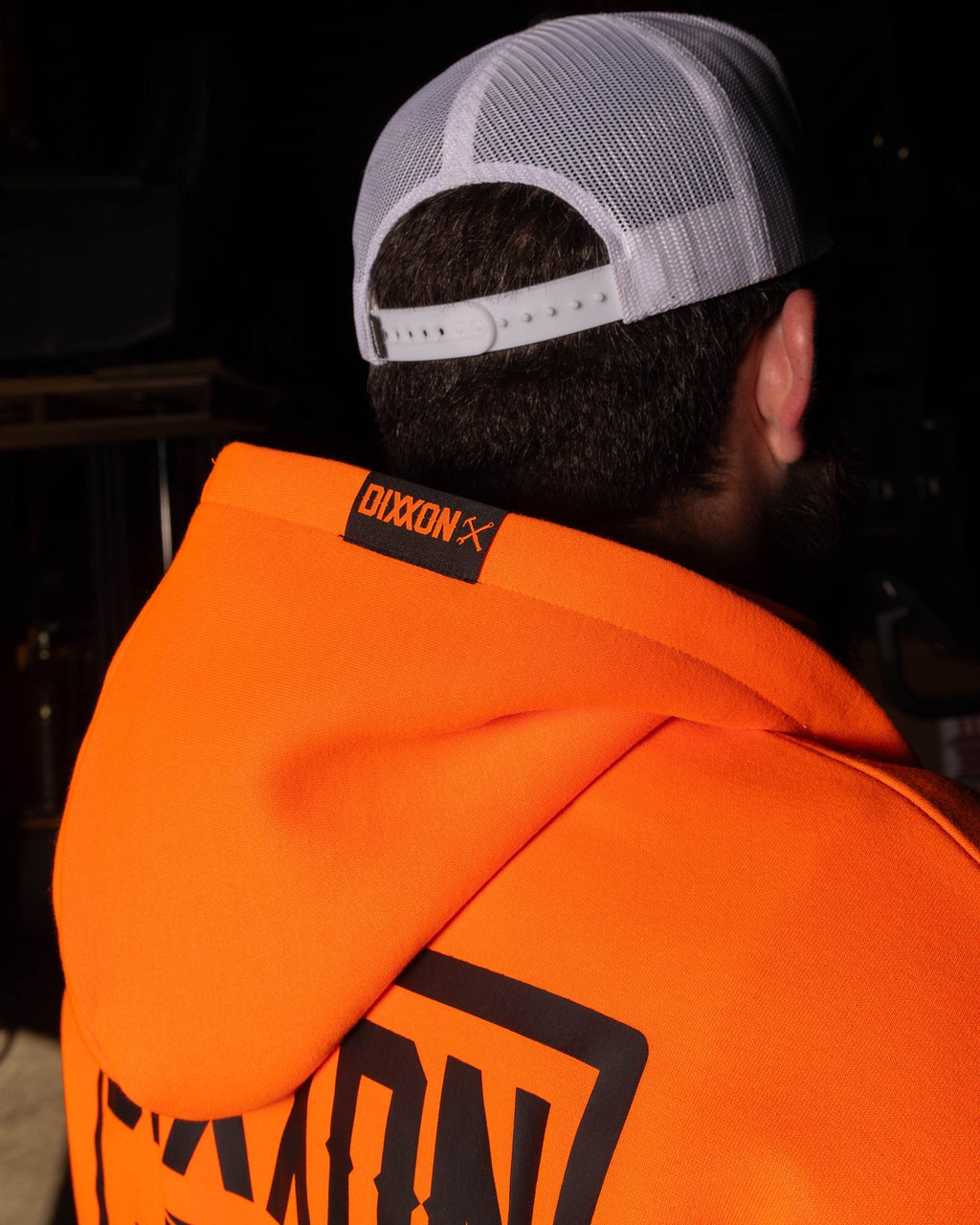 Black DFC Shield Zip Up Hoodie - Safety Orange
