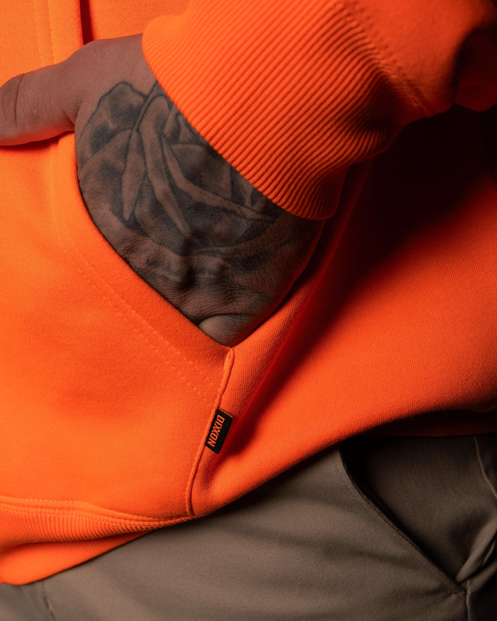 Black DFC Shield Zip Up Hoodie - Safety Orange